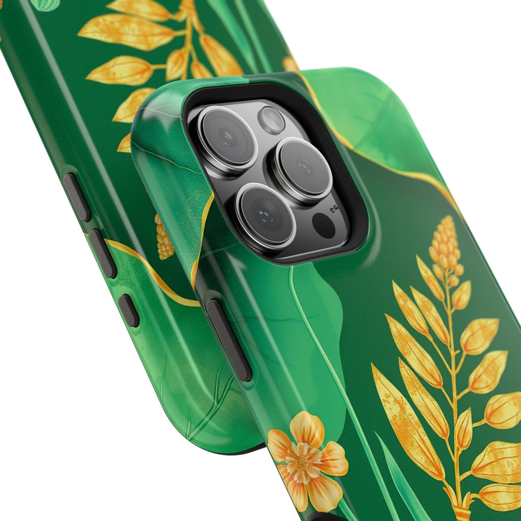 iPhone Emerald Green And Gold Botanical Illustration Ga Slim Snap Case · iPhone
