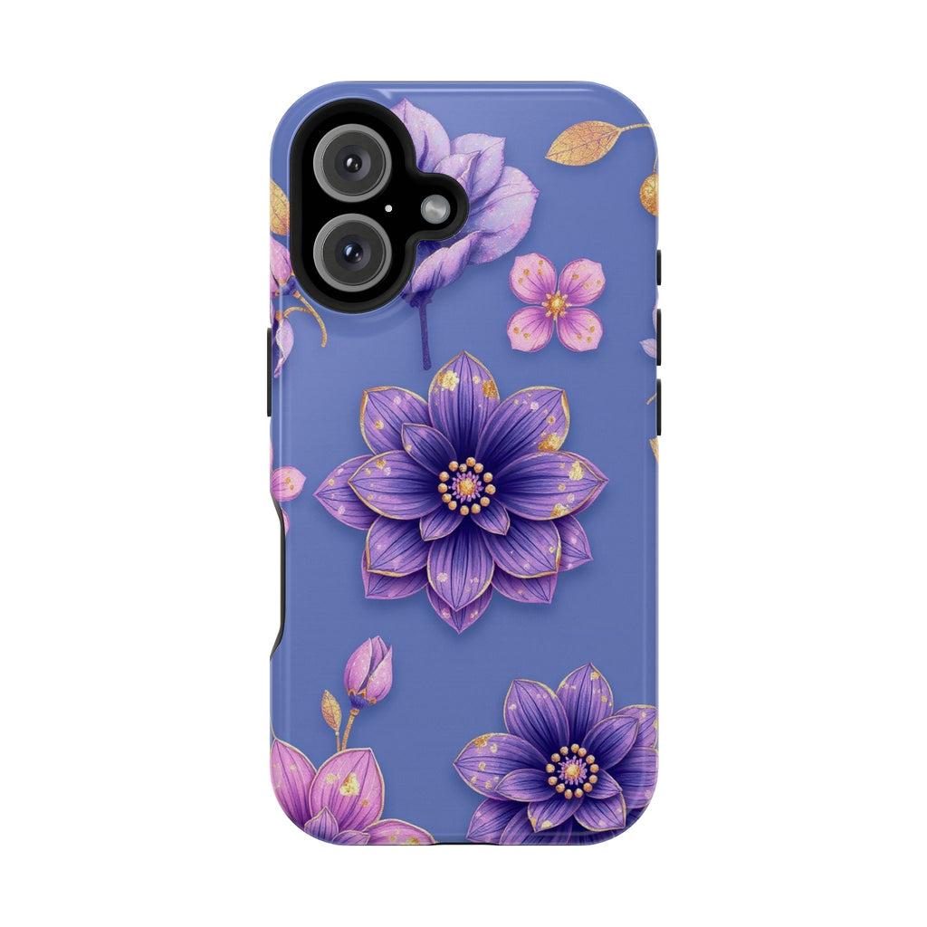 iPhone Indigo And Violet Floral Gold Foil Slim iPhone Everyday Designer · iPhone