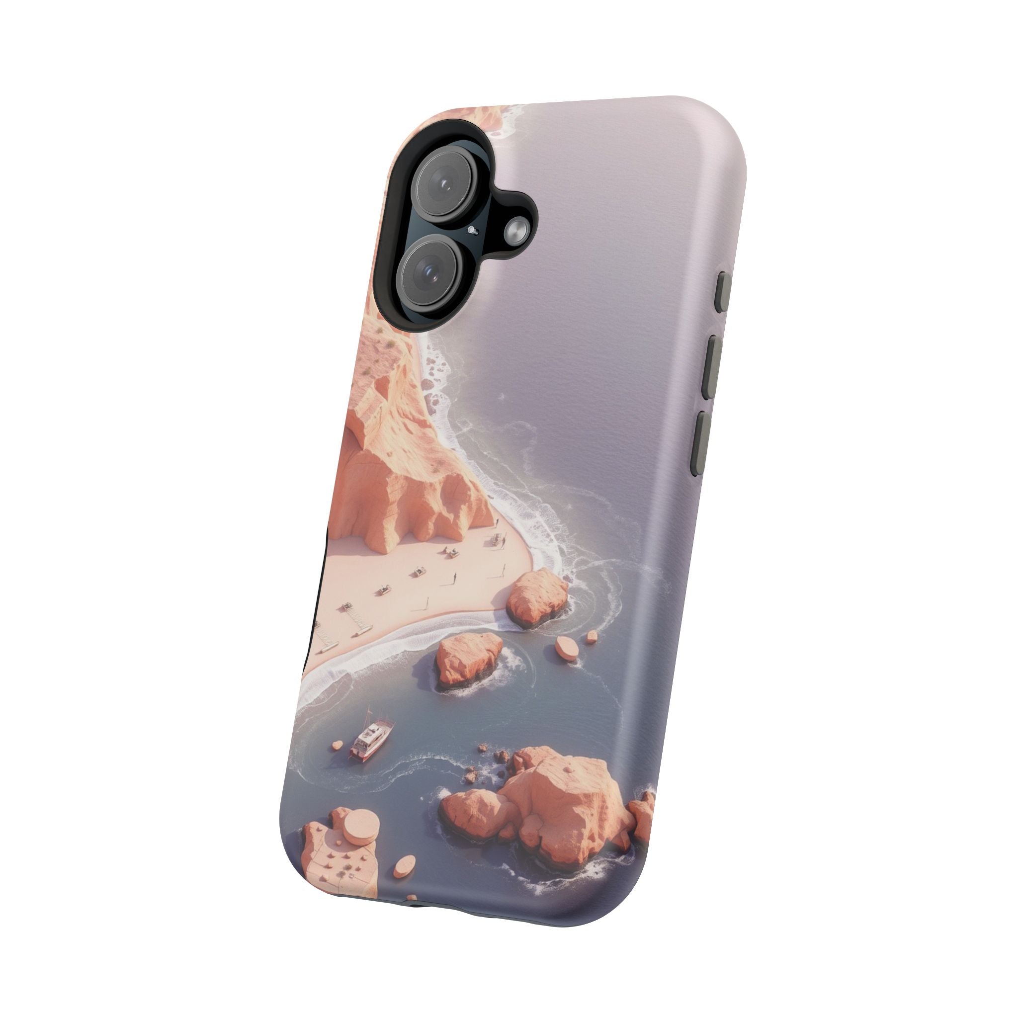 iPhone Rose Pink And Cream Shoreline Aerial Soft iPhone 17 Finish · iPhone Case