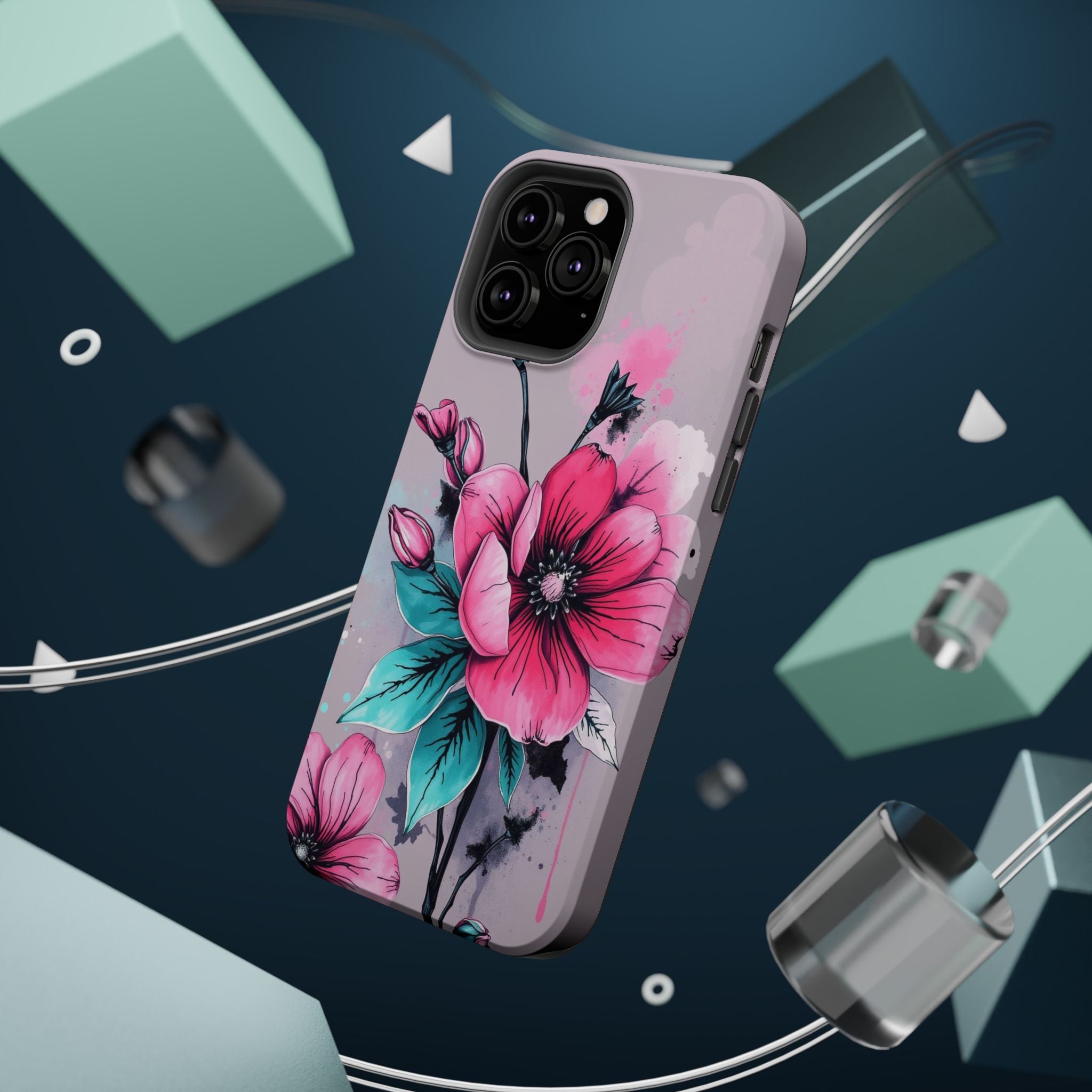 iPhone Mint And Blush Floral Ink Wash Slim Everyday Designer Case · iPhone Case