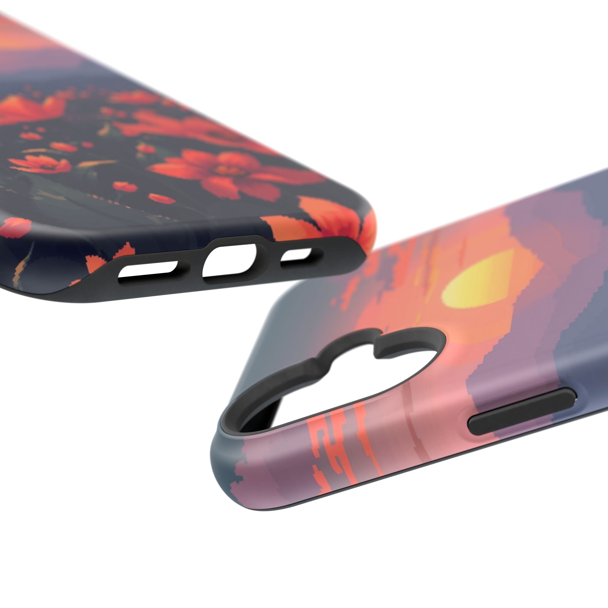 iPhone Sunset Amber And Peach Floral Geometric Soft iPhone Finish · iPhone Case