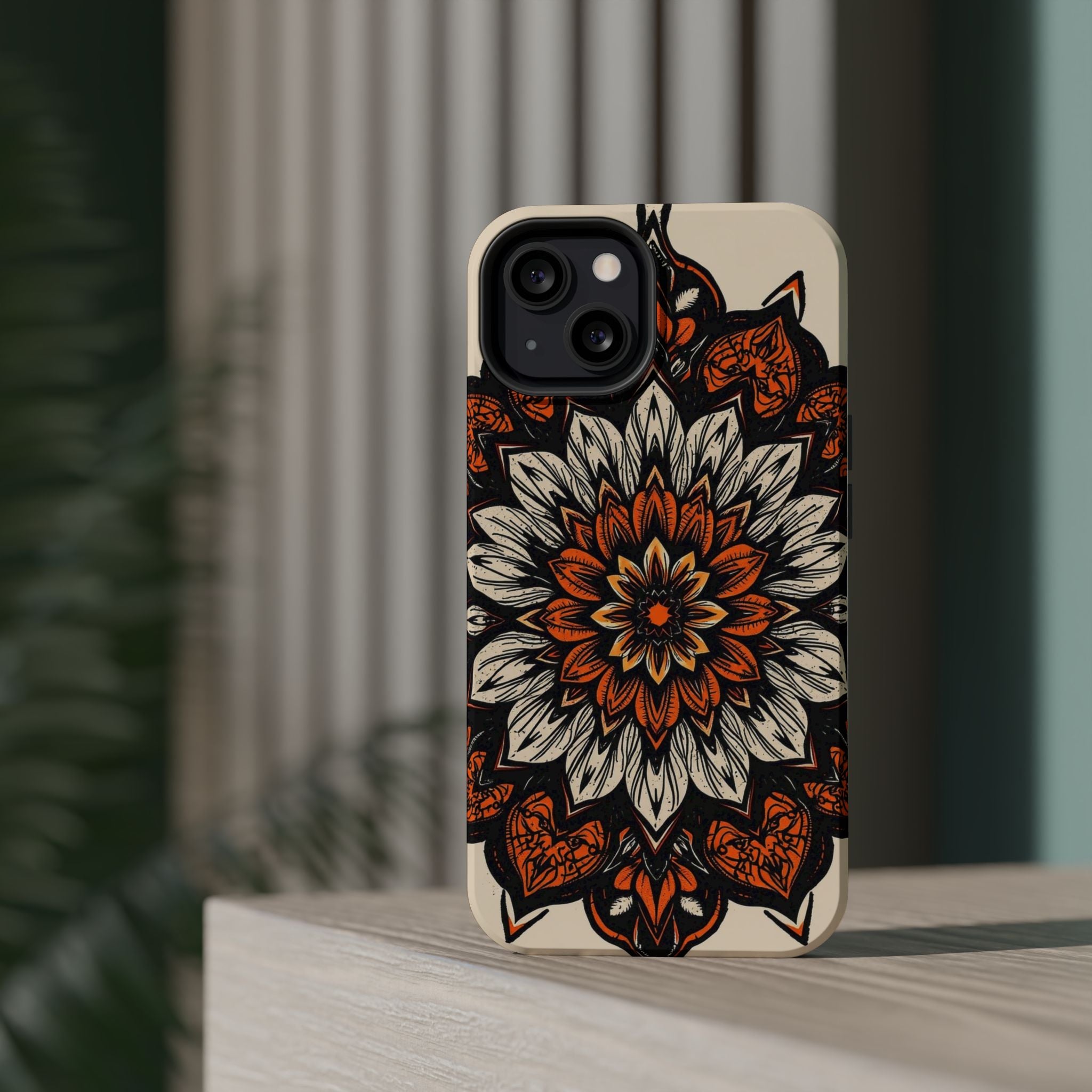 iPhone Burnt Orange And Sand Floral Mandala Slim Snap Cas Carry Case · iPhone Ca