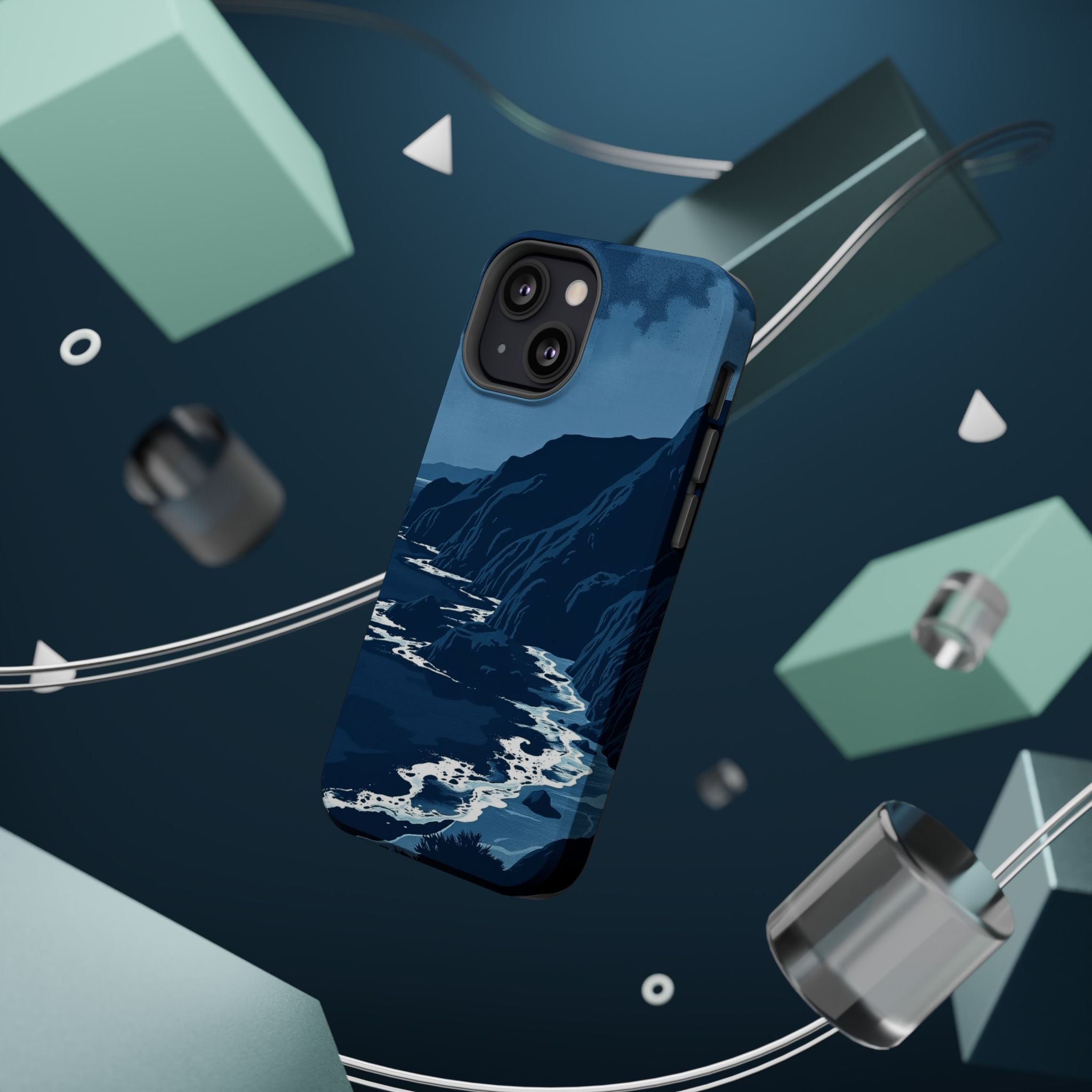 iPhone Midnight Blue And Silver Hibiscus Coast Carry Case Slim Snap Case · iPhon