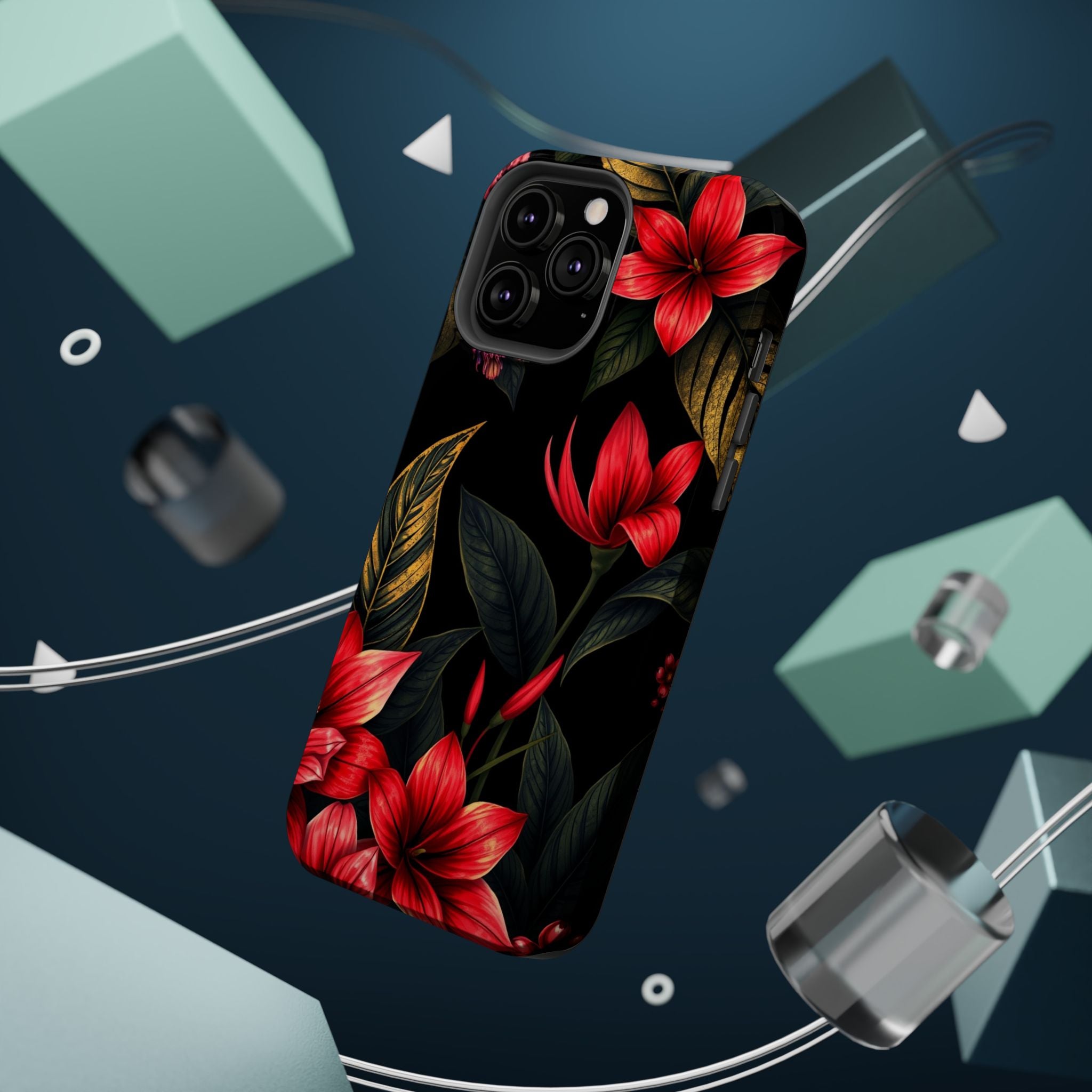 iPhone Black And Crimson Jungle Floral Slim Everyday Designer Case · iPhone Case