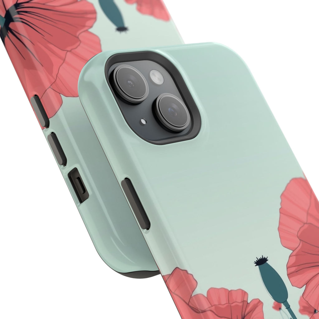 iPhone Mint And Blush Poppy Field Bold Modern Everyday Snap Case · iPhone Case