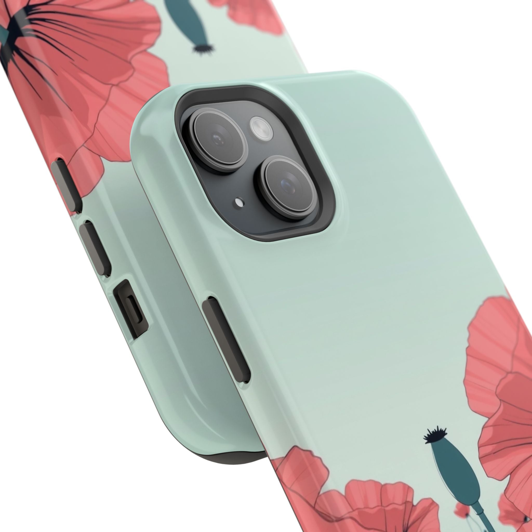iPhone Mint And Blush Poppy Field Bold Modern Everyday Snap Case · iPhone Case