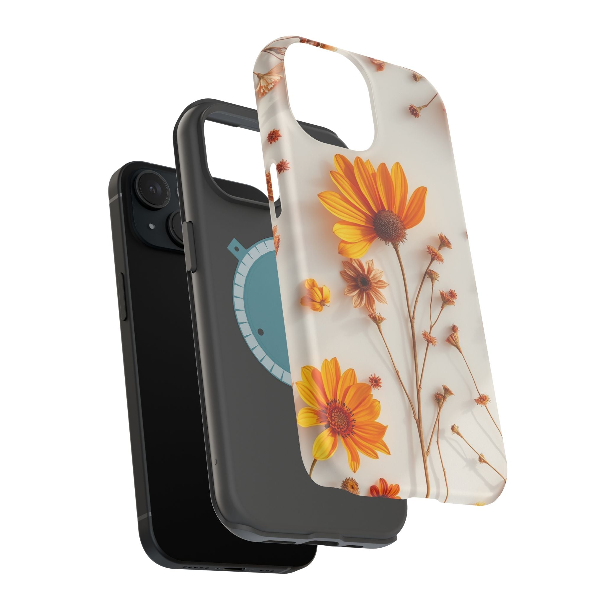 iPhone Mustard And Rust Dried Flower Flat Lay Carry Case Slim Snap Case · iPhone