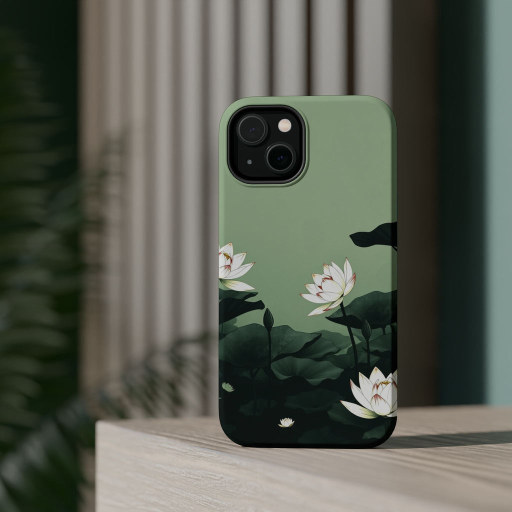 iPhone Sage And Ivory Lotus Pond Bold Modern Everyday Snap Case · iPhone Case