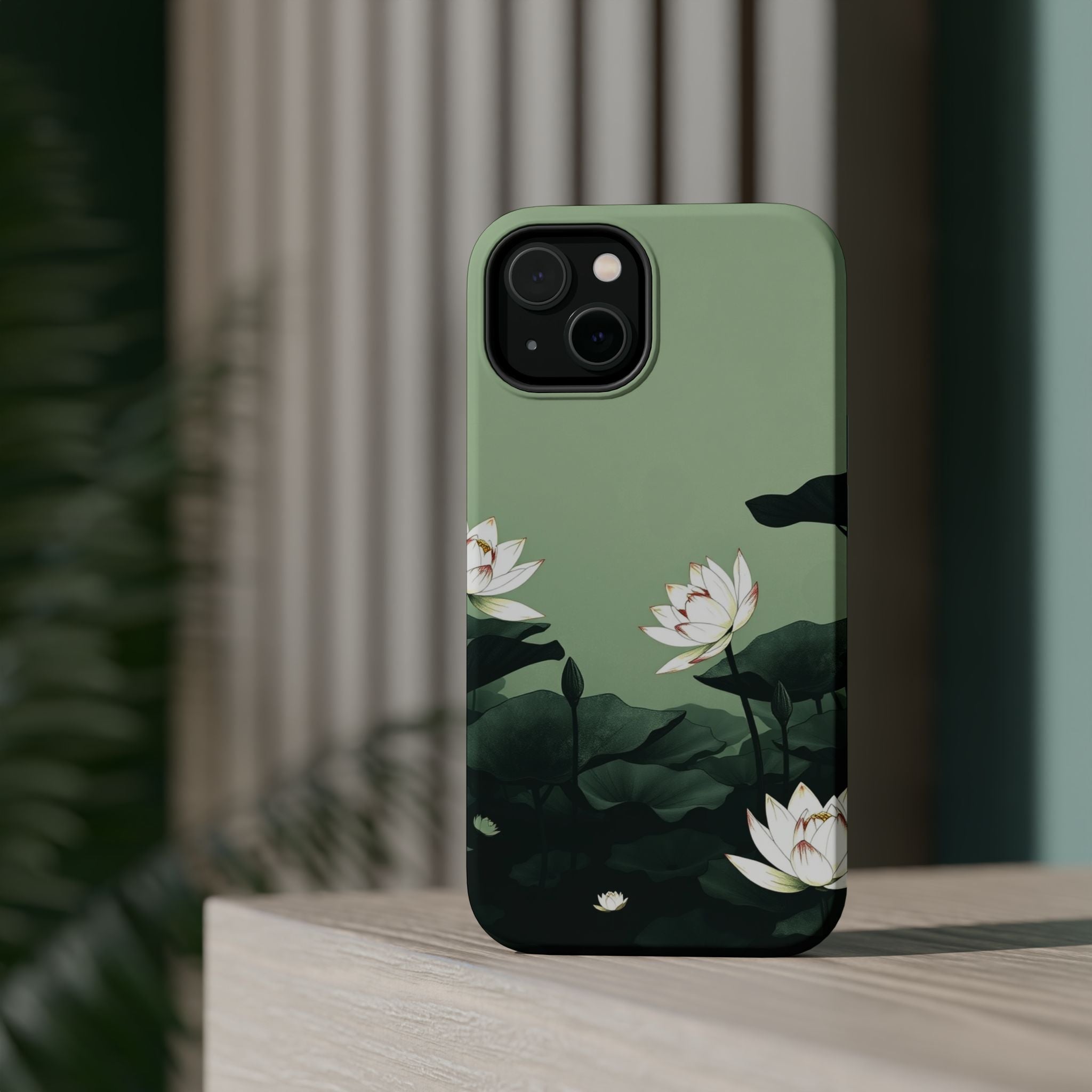 iPhone Sage And Ivory Lotus Pond Bold Modern Everyday Snap Case · iPhone Case