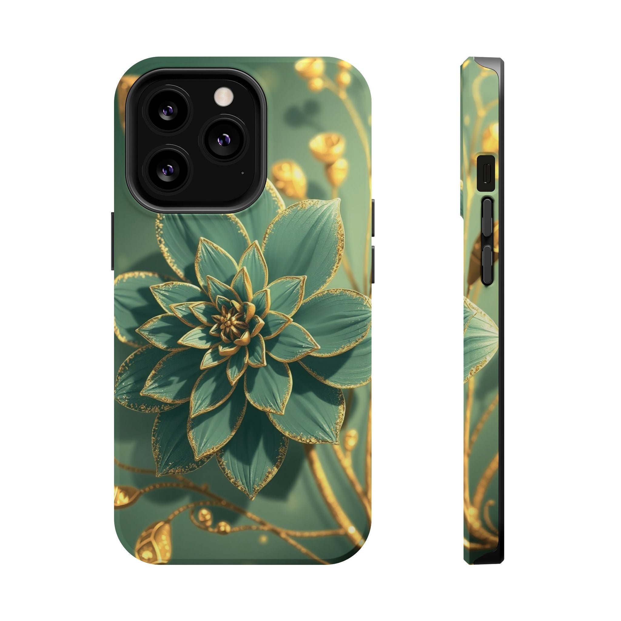 iPhone Floral Gold Foil Pixel Art -Bit Slim Everyday Designer Case · iPhone Case