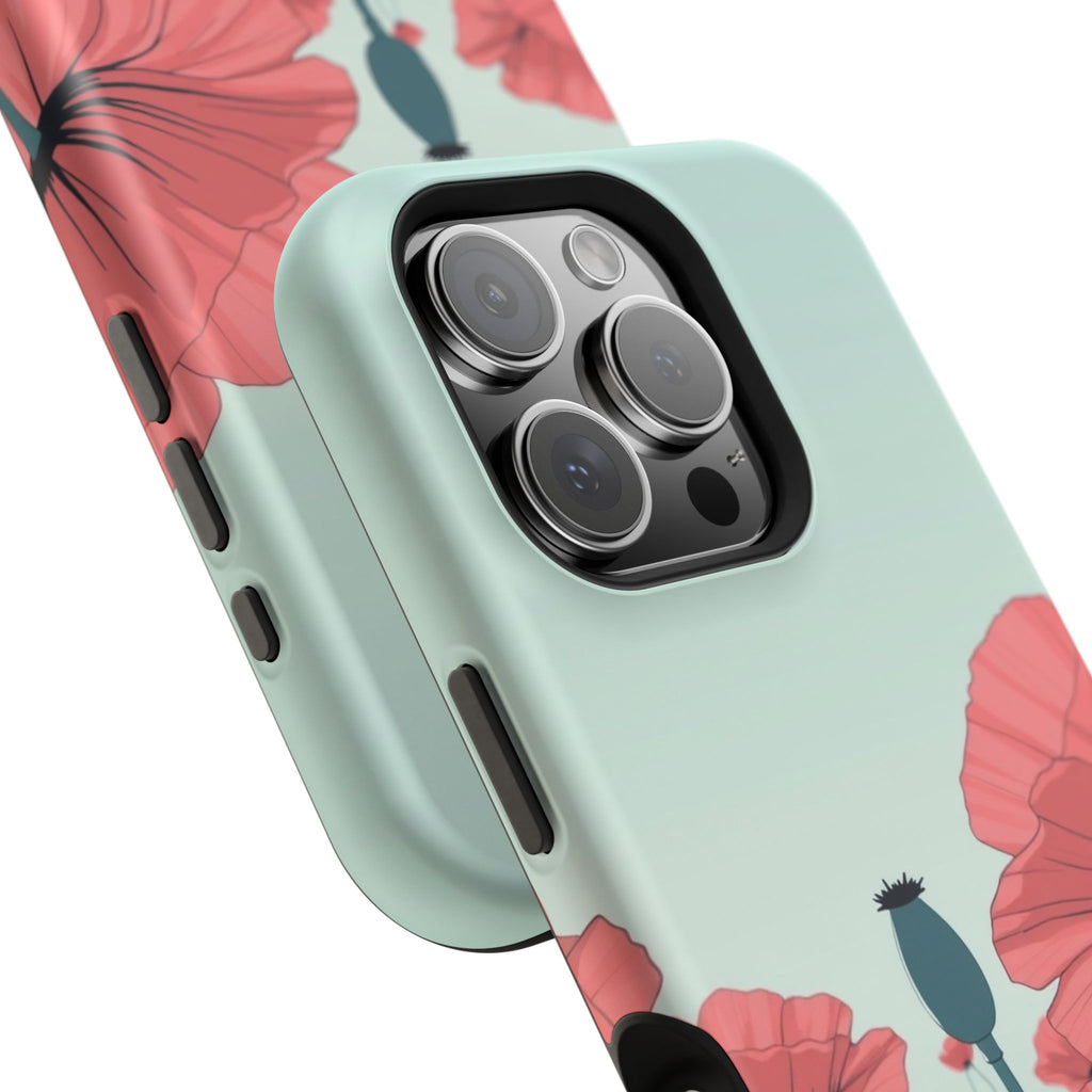 iPhone Mint And Blush Poppy Field Bold Modern Everyday Snap Case · iPhone Case
