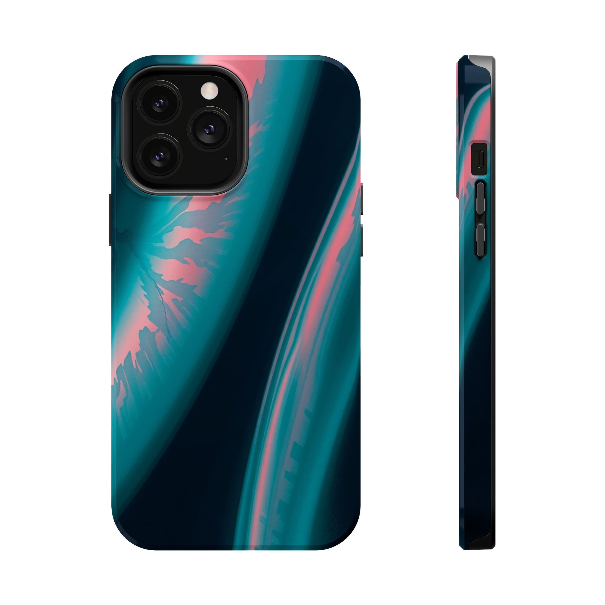 iPhone Teal And Coral Aurora Plasma Slim Everyday Designer Case · iPhone Case