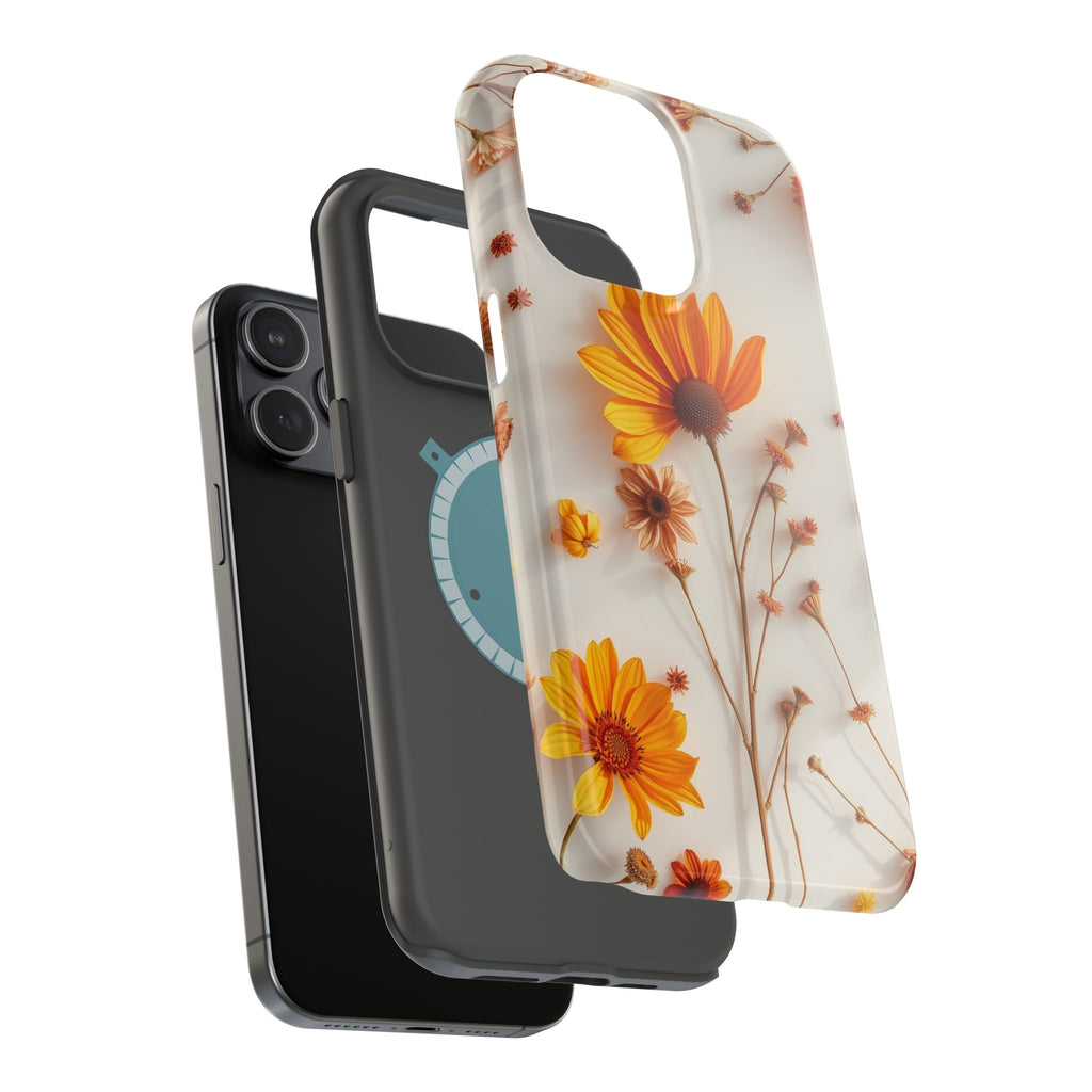 iPhone Mustard And Rust Dried Flower Flat Lay Carry Case Slim Snap Case · iPhone