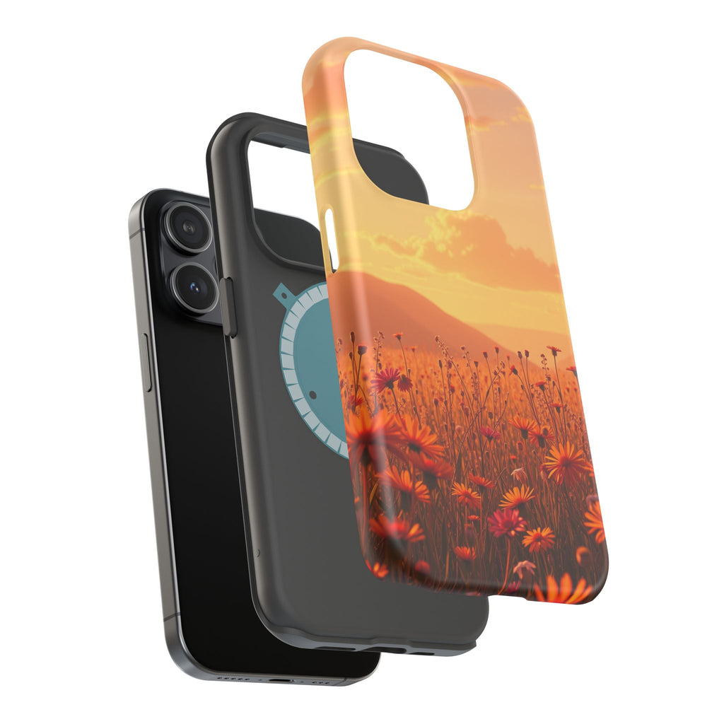 iPhone Sunset Amber And Peach Wildflower Field Soft iPhone Finish · iPhone Case
