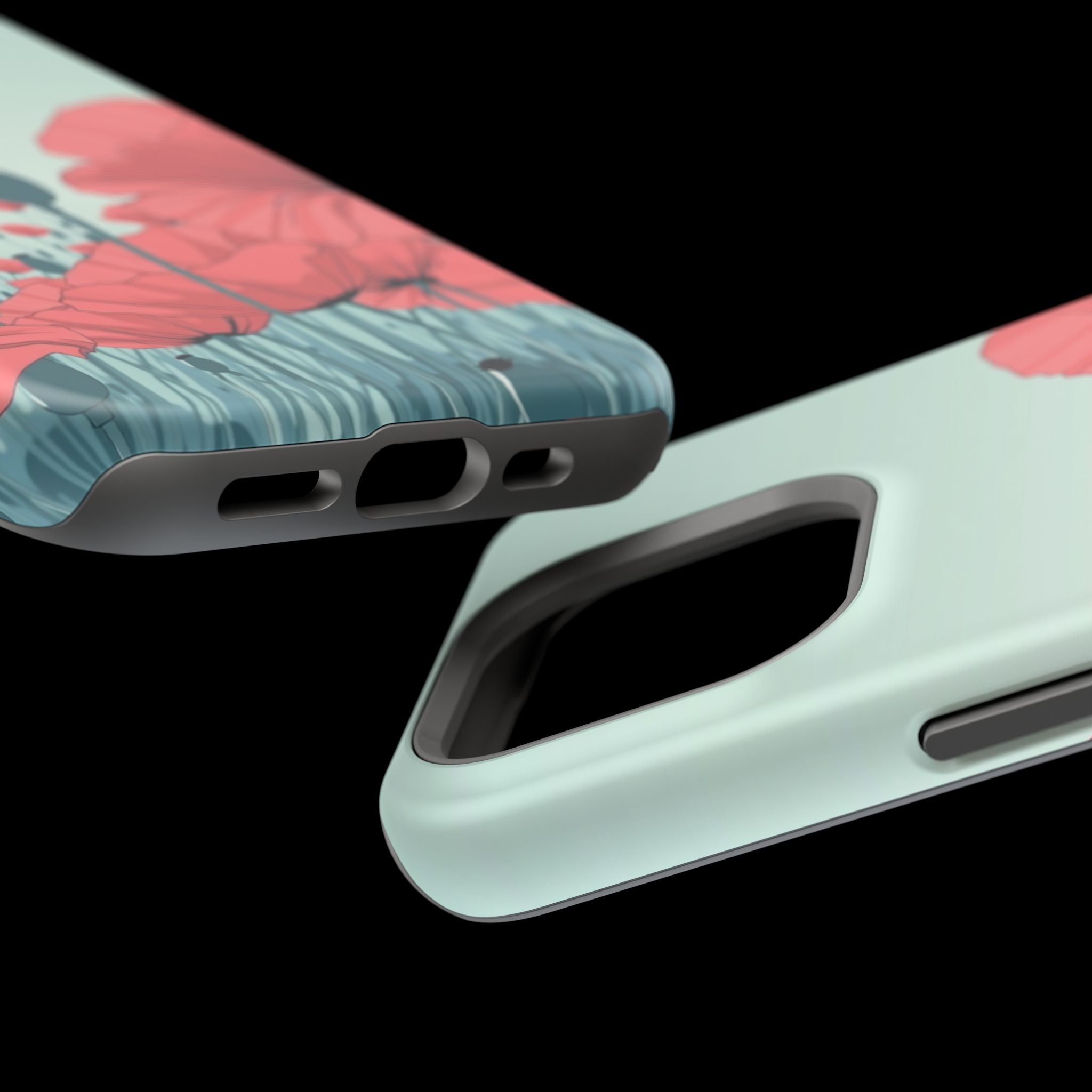 iPhone Mint And Blush Poppy Field Bold Modern Everyday Snap Case · iPhone Case