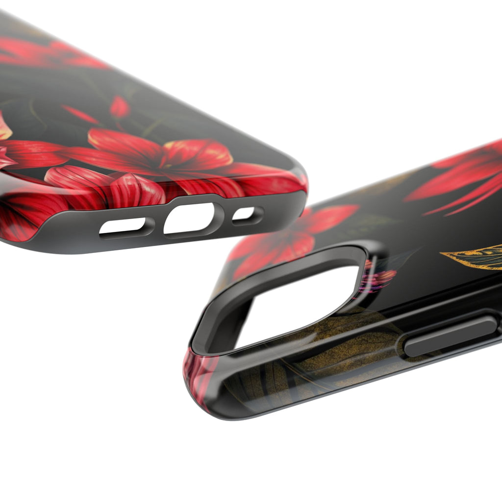 iPhone Black And Crimson Jungle Floral Slim Everyday Designer Case · iPhone Case