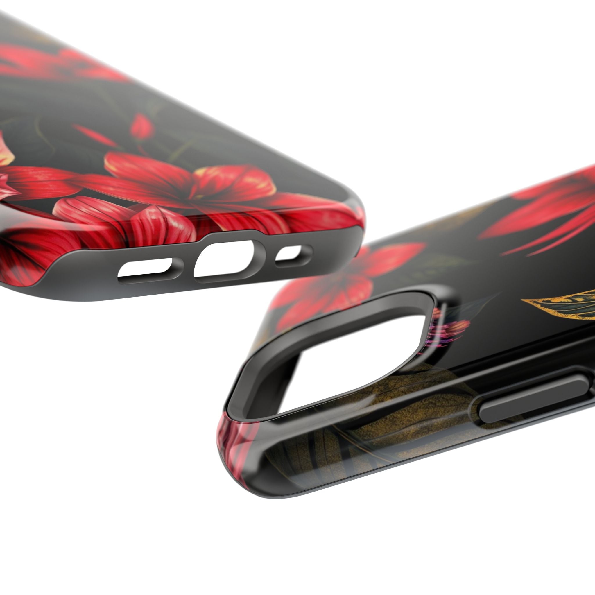 iPhone Black And Crimson Jungle Floral Slim Everyday Designer Case · iPhone Case