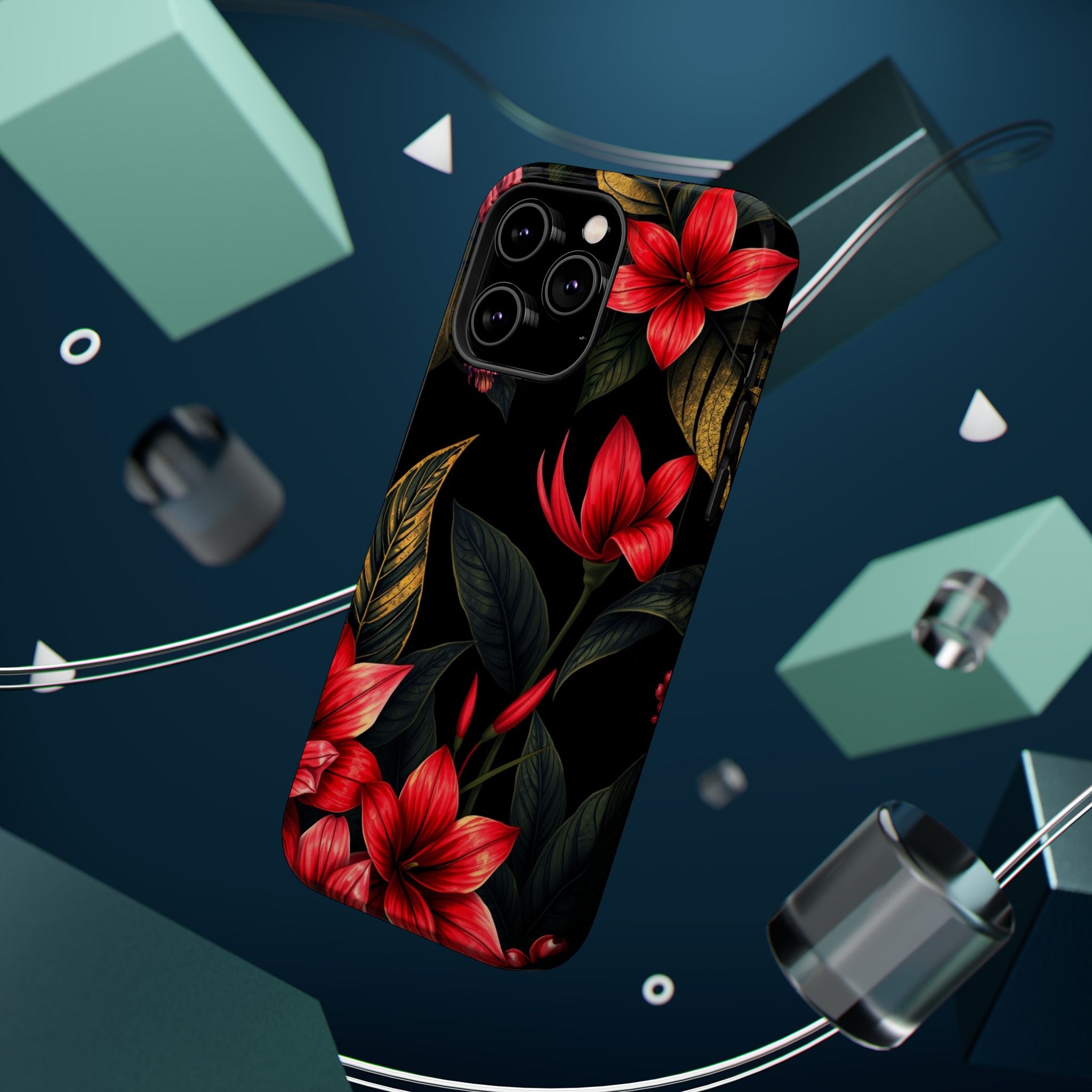 iPhone Black And Crimson Jungle Floral Slim Everyday Designer Case · iPhone Case