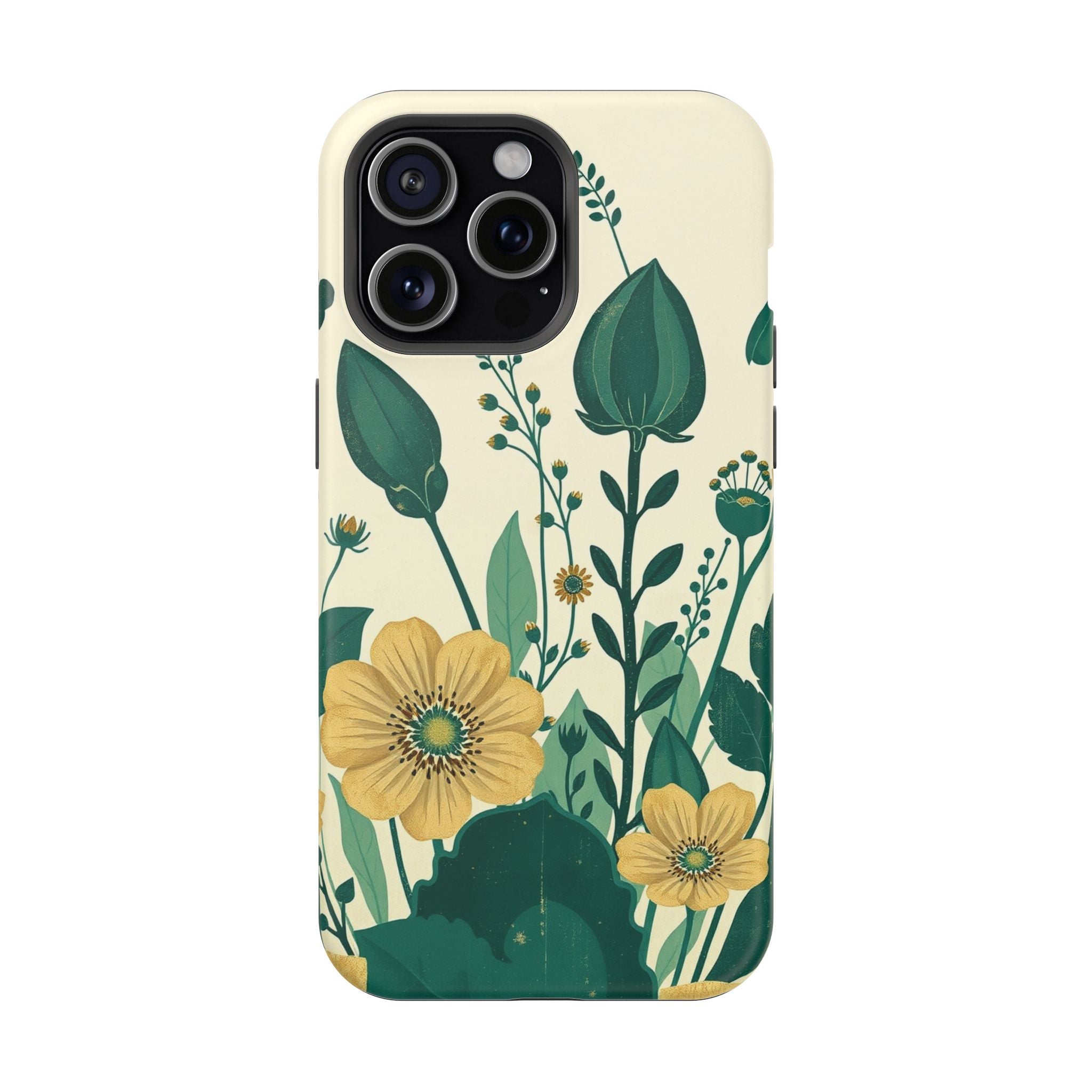iPhone Emerald Green And Gold Pressed Botanicals Clean iPhone Minimal · iPhone C