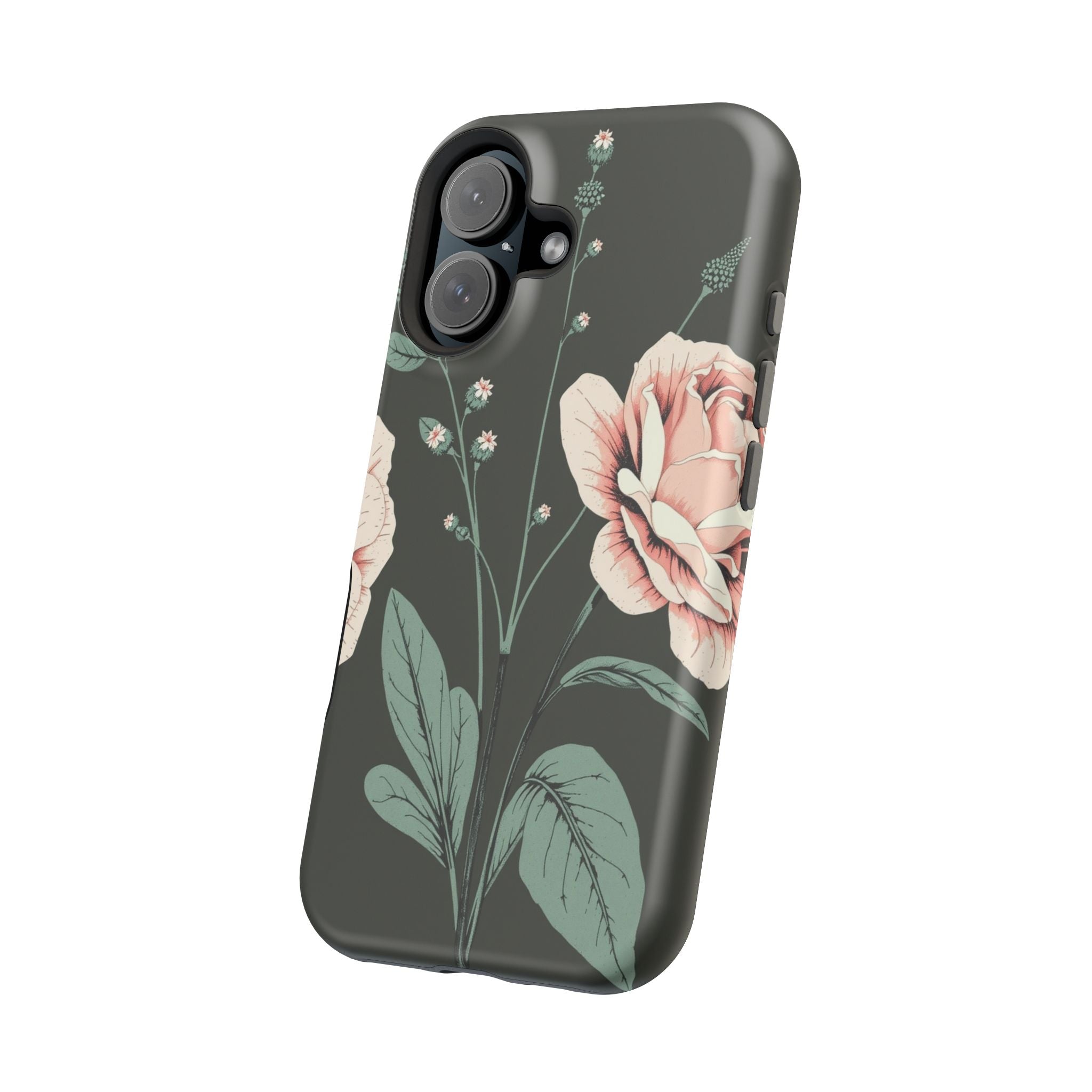 iPhone Mint And Blush Vintage Botanical Print Slim Everyday Designer Case · iPho