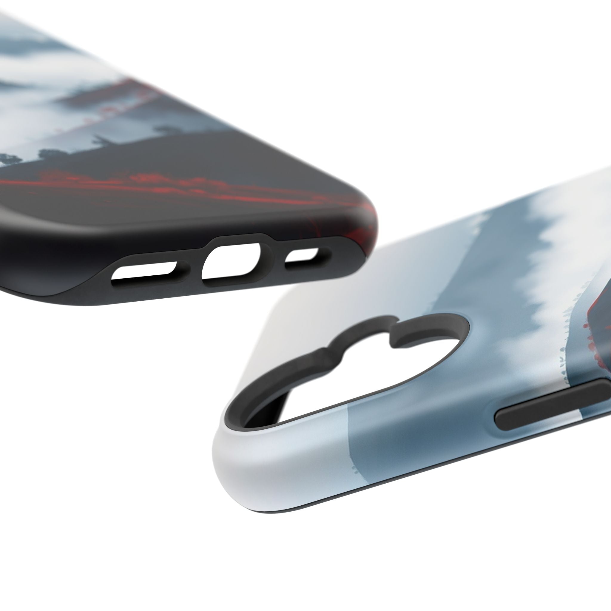 iPhone Black And Crimson Fog Rolling Over Hills Soft iPhone Finish · iPhone Case