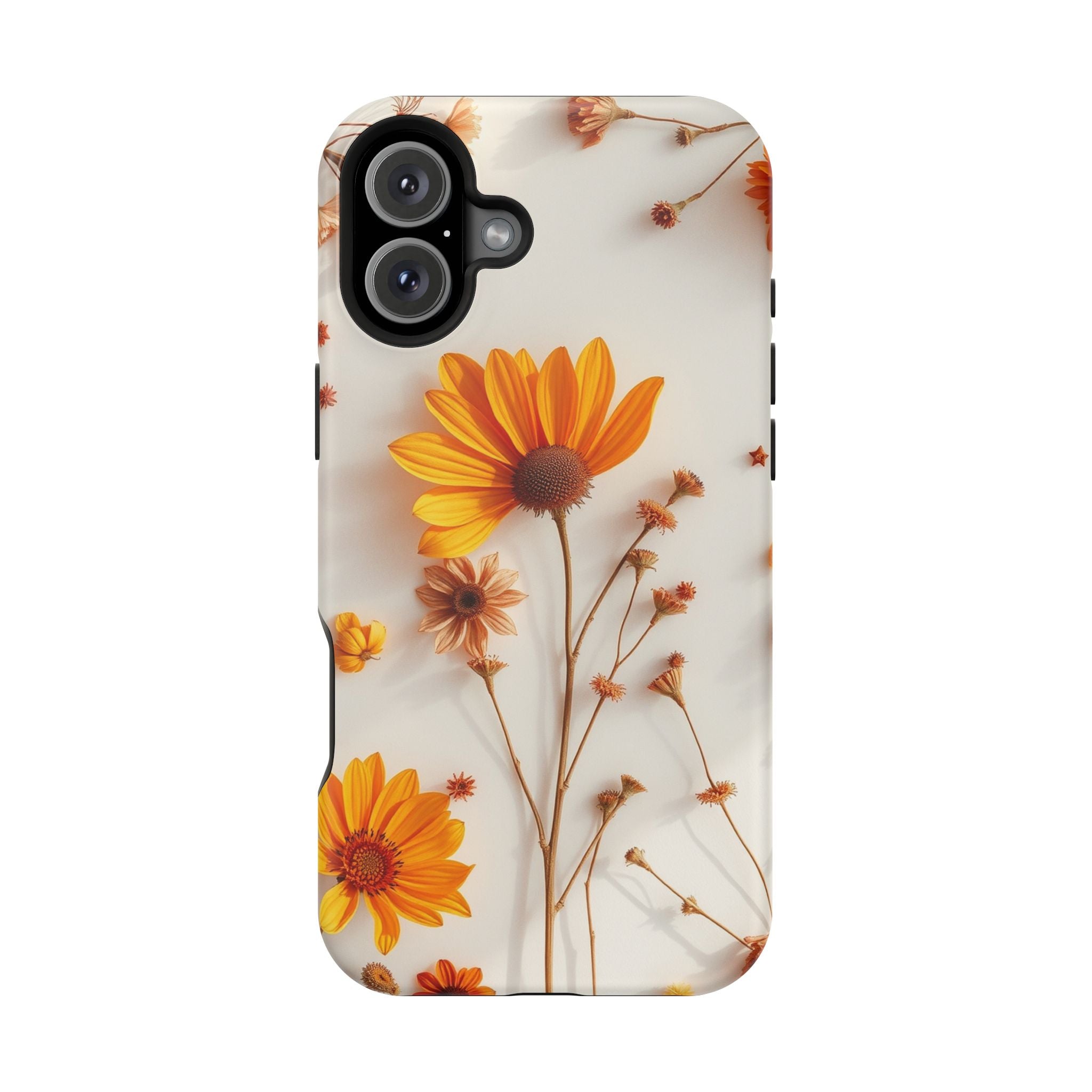 iPhone Mustard And Rust Dried Flower Flat Lay Carry Case Slim Snap Case · iPhone