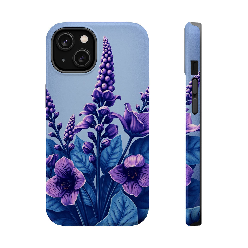 iPhone Indigo And Violet Botanical Illustration Soft iPhone Finish · iPhone Case
