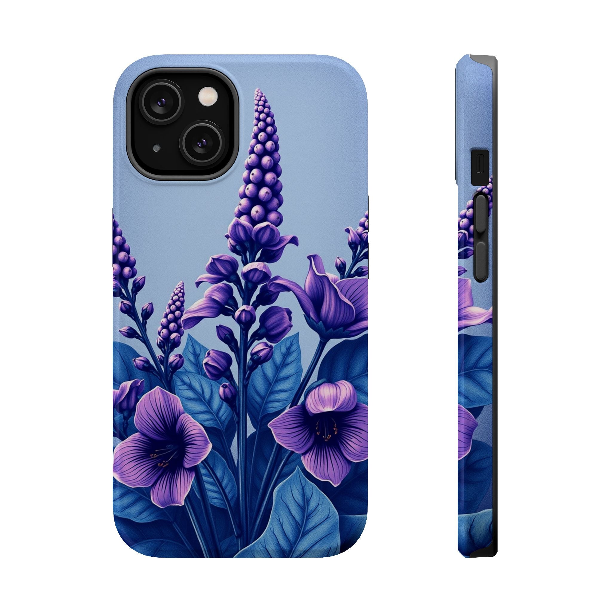 iPhone Indigo And Violet Botanical Illustration Soft iPhone Finish · iPhone Case