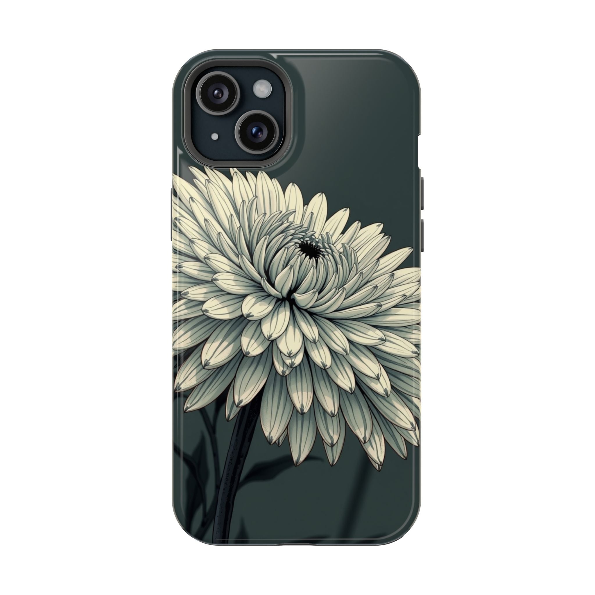 iPhone Chrysanthemum Classic Dark Gothic Ink Carry Case Slim Snap Case · iPhone