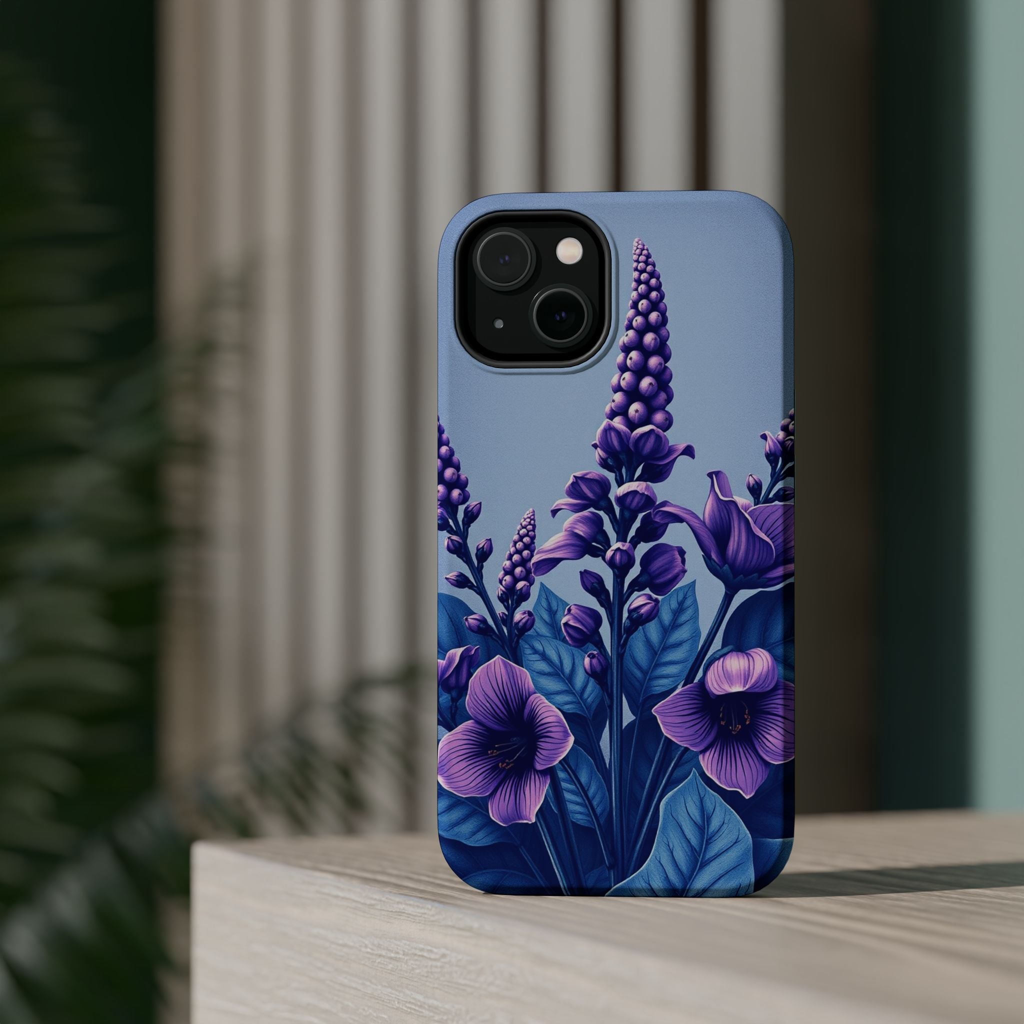 iPhone Indigo And Violet Botanical Illustration Soft iPhone Finish · iPhone Case