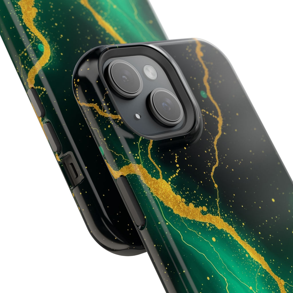 iPhone Emerald Green And Gold Petal Storm Slim iPhone Everyday Designer · iPhone