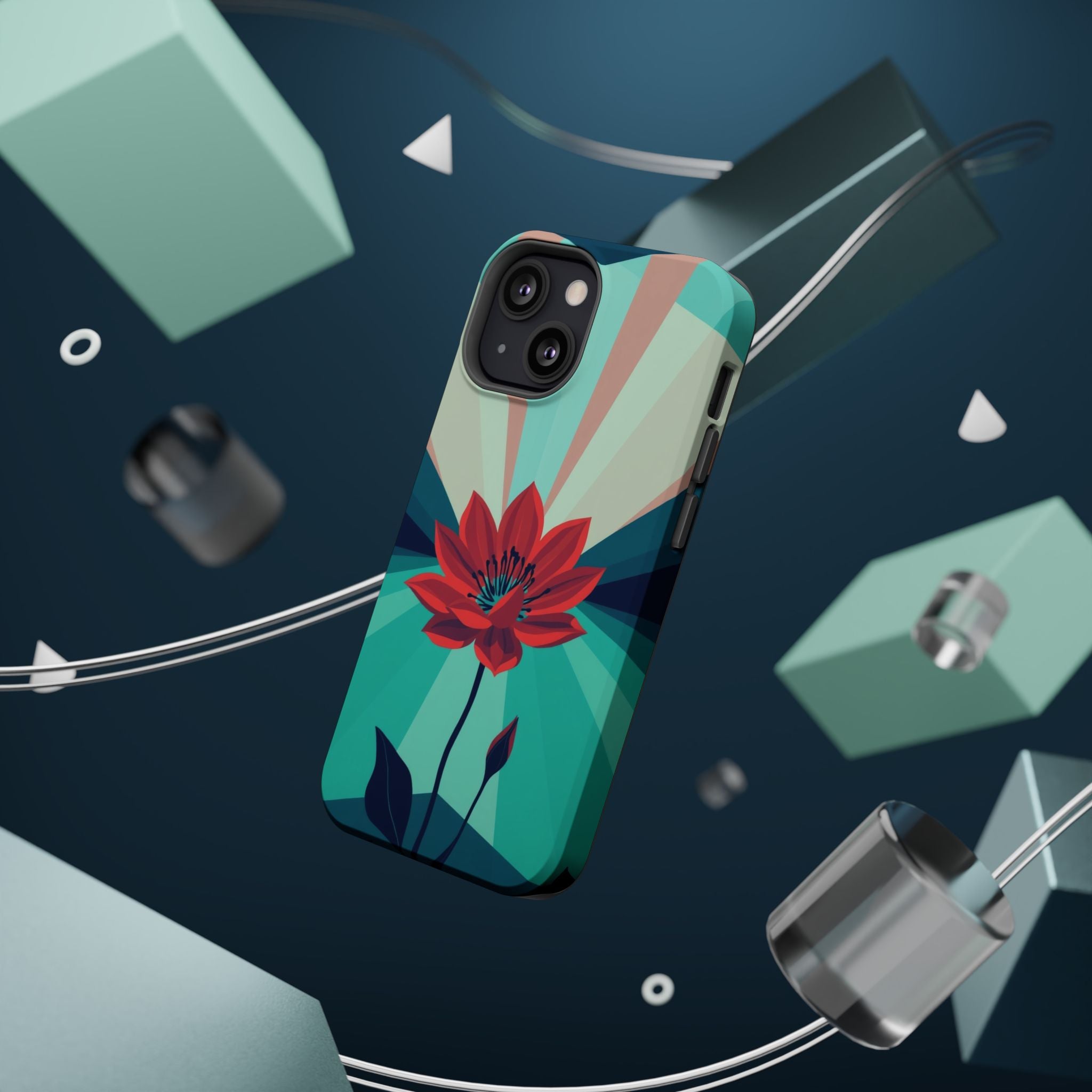 iPhone Teal And Coral Night Bloomer Slim Everyday Designer Case · iPhone Case