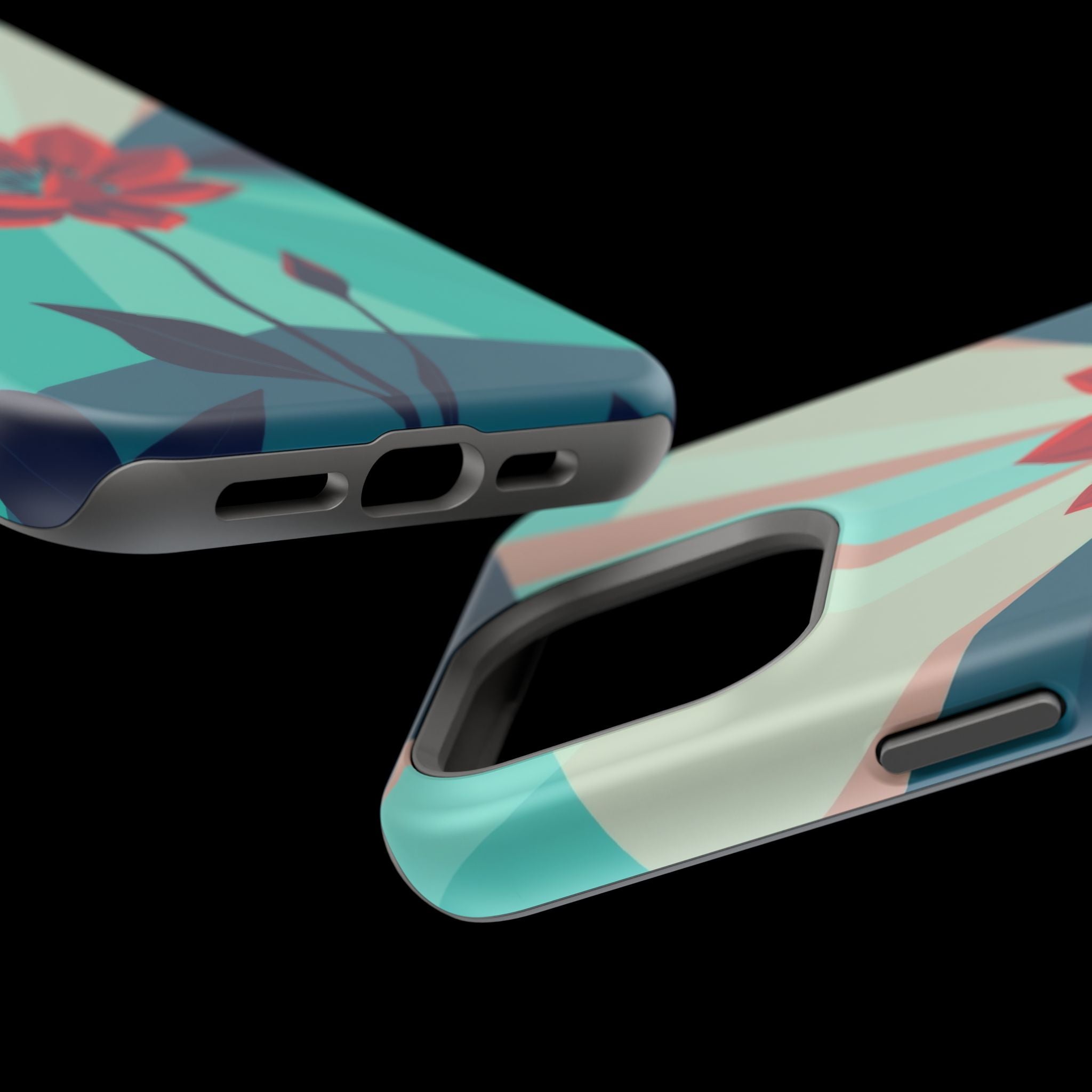 iPhone Teal And Coral Night Bloomer Slim Everyday Designer Case · iPhone Case