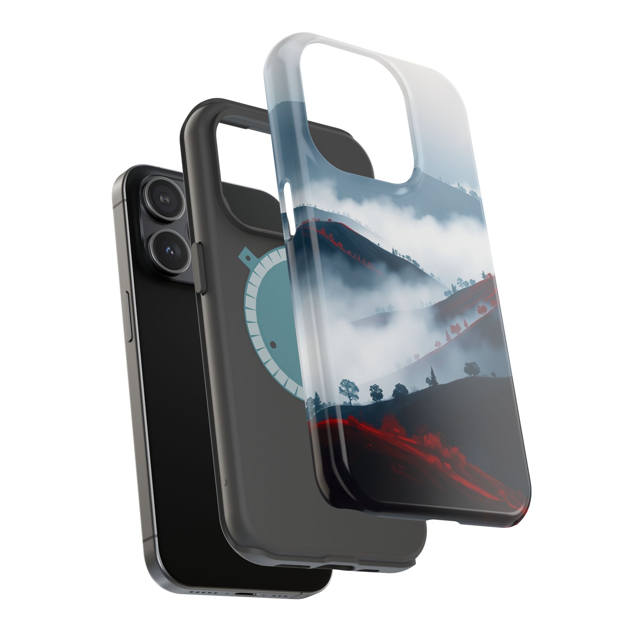 iPhone Black And Crimson Fog Rolling Over Hills Soft iPhone Finish · iPhone Case
