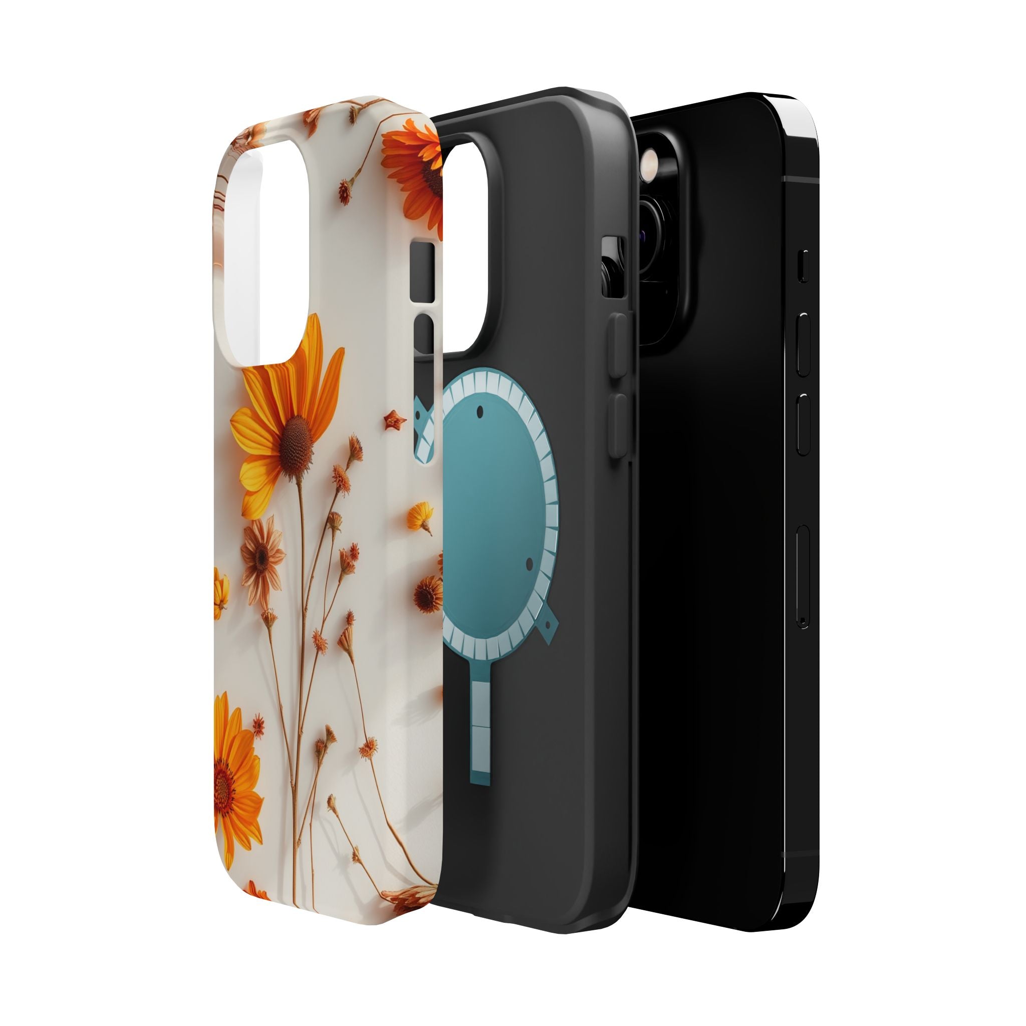 iPhone Mustard And Rust Dried Flower Flat Lay Carry Case Slim Snap Case · iPhone