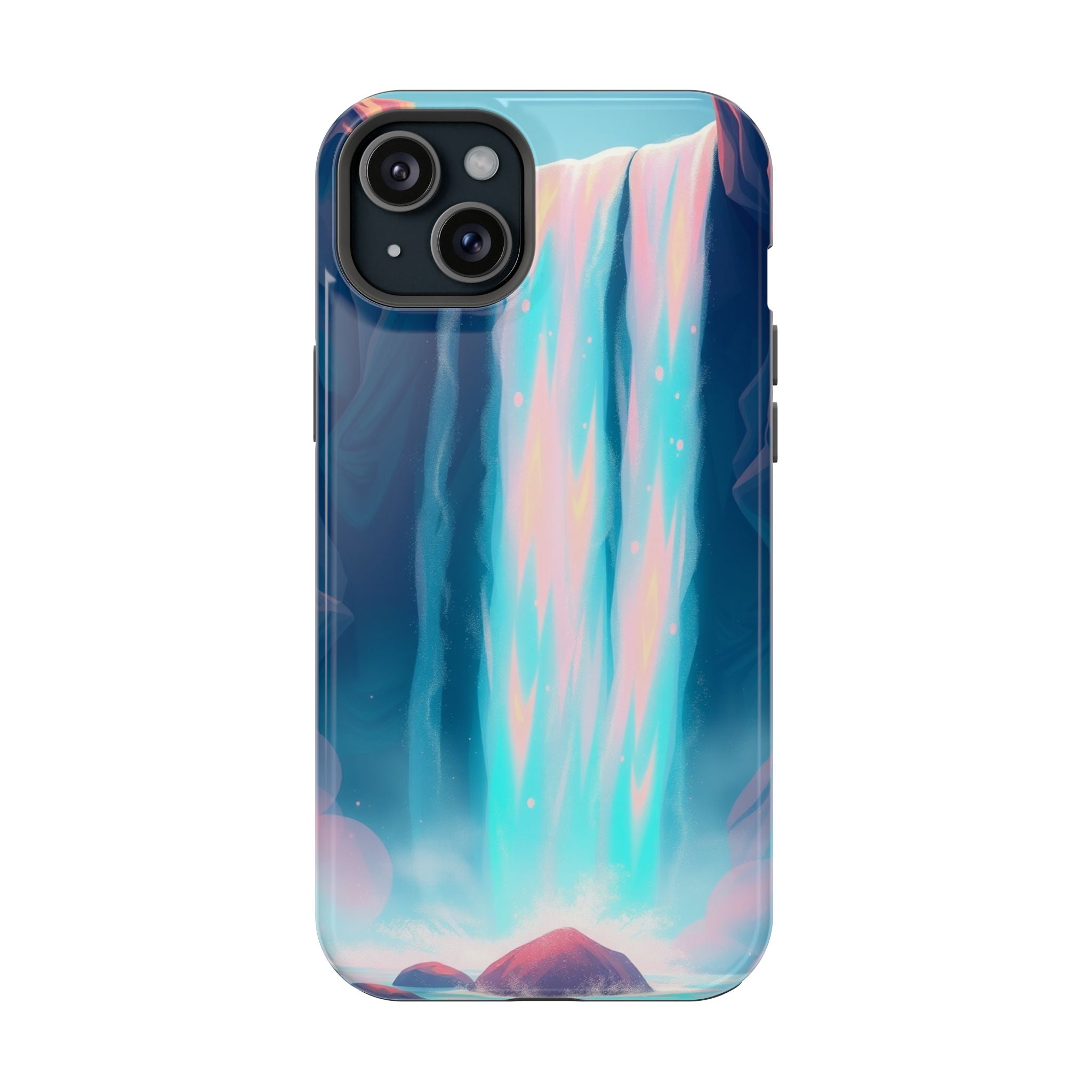 iPhone Teal And Coral Waterfall Mist Slim Everyday Designer Case · iPhone Case