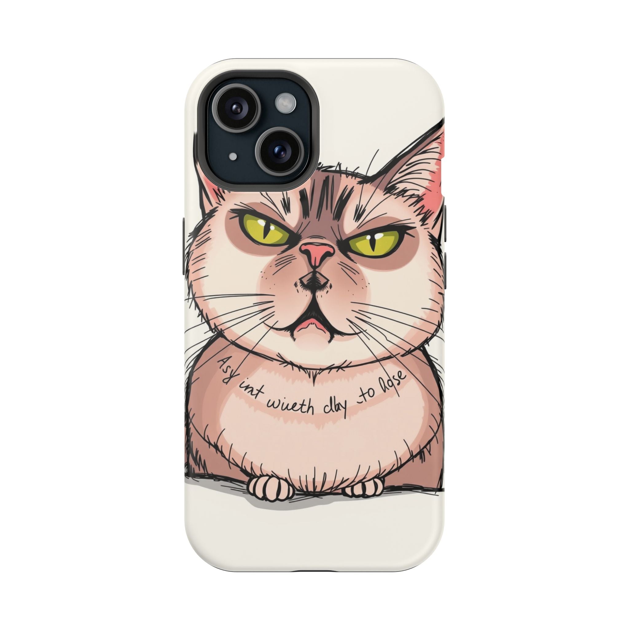 iPhone Sarcastic Cat Verdict Hand-Drawn Sketch Soft Finish Everyday Case · iPhon