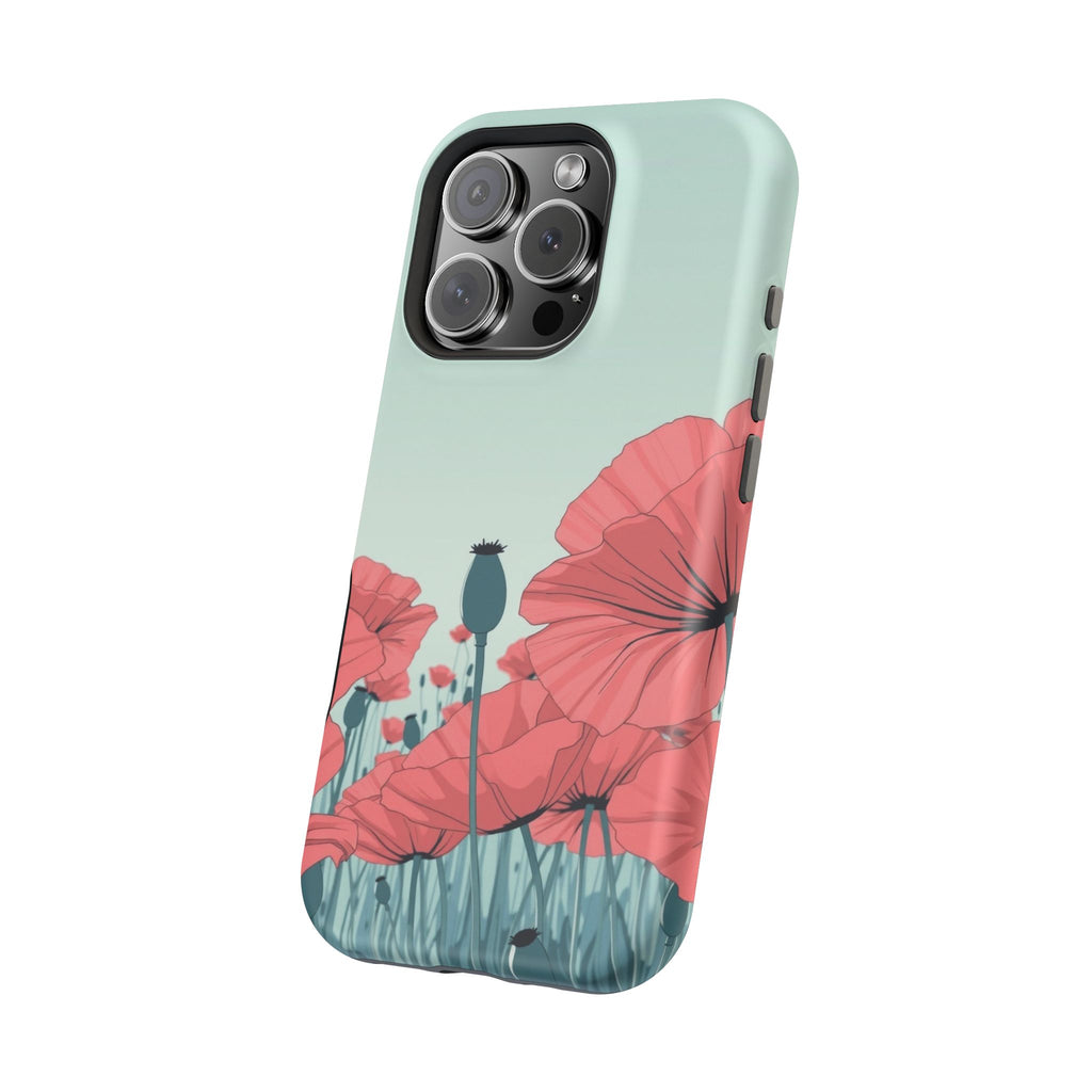 iPhone Mint And Blush Poppy Field Bold Modern Everyday Snap Case · iPhone Case