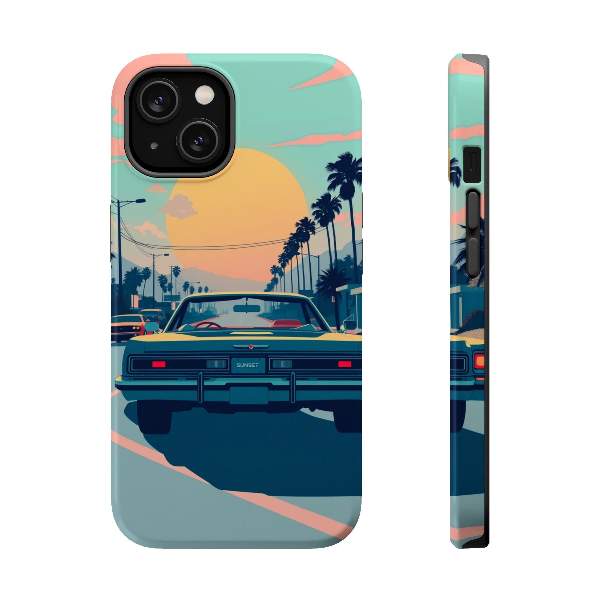 iPhone Sunset Drive 80s Pop Art Bold Slim Everyday Designer Case · iPhone Case