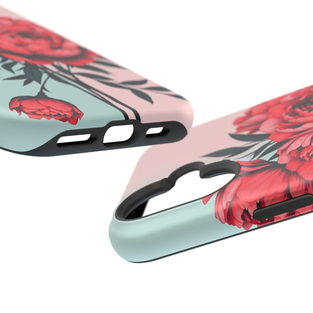 iPhone Teal And Coral Peony Bouquet Artistic Everyday Cas Slim Snap Case · iPhon