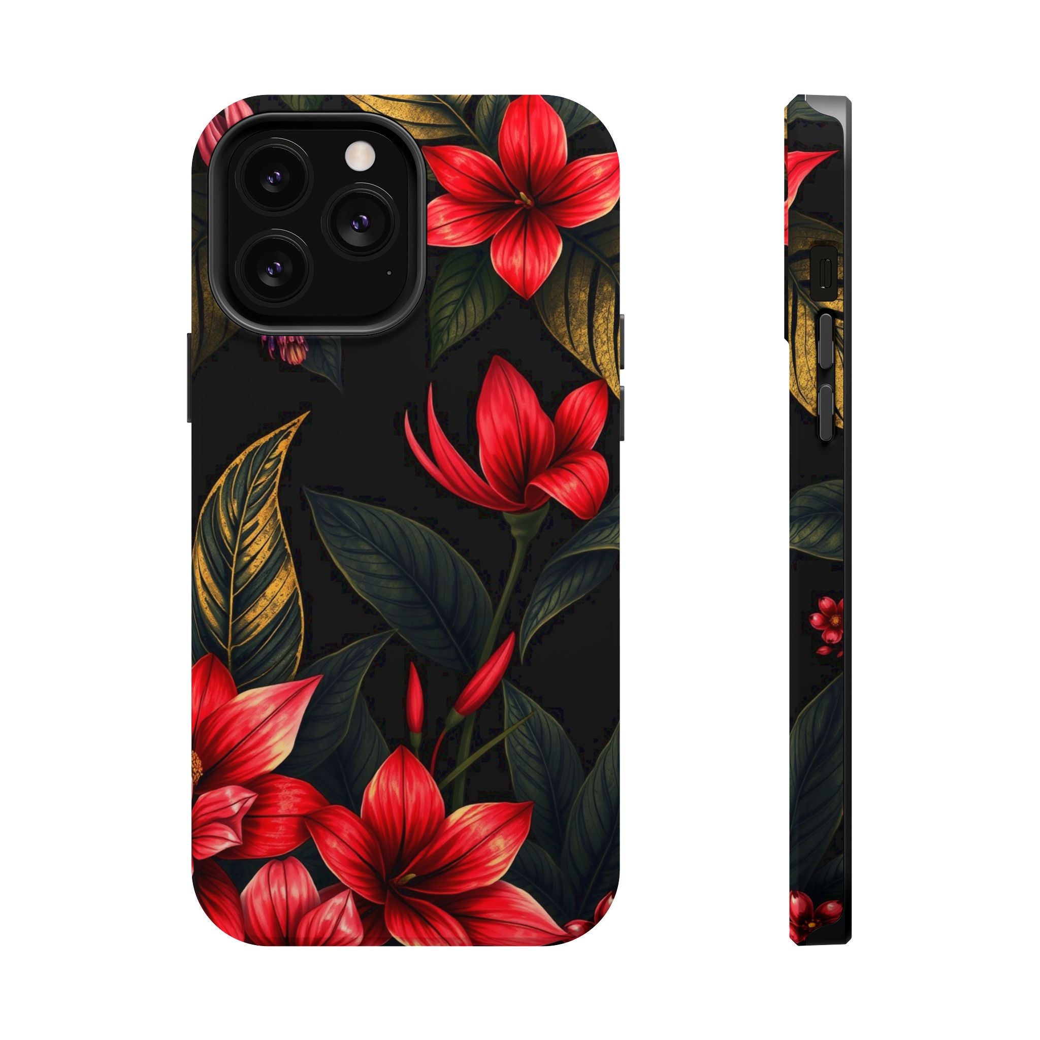 iPhone Black And Crimson Jungle Floral Slim Everyday Designer Case · iPhone Case