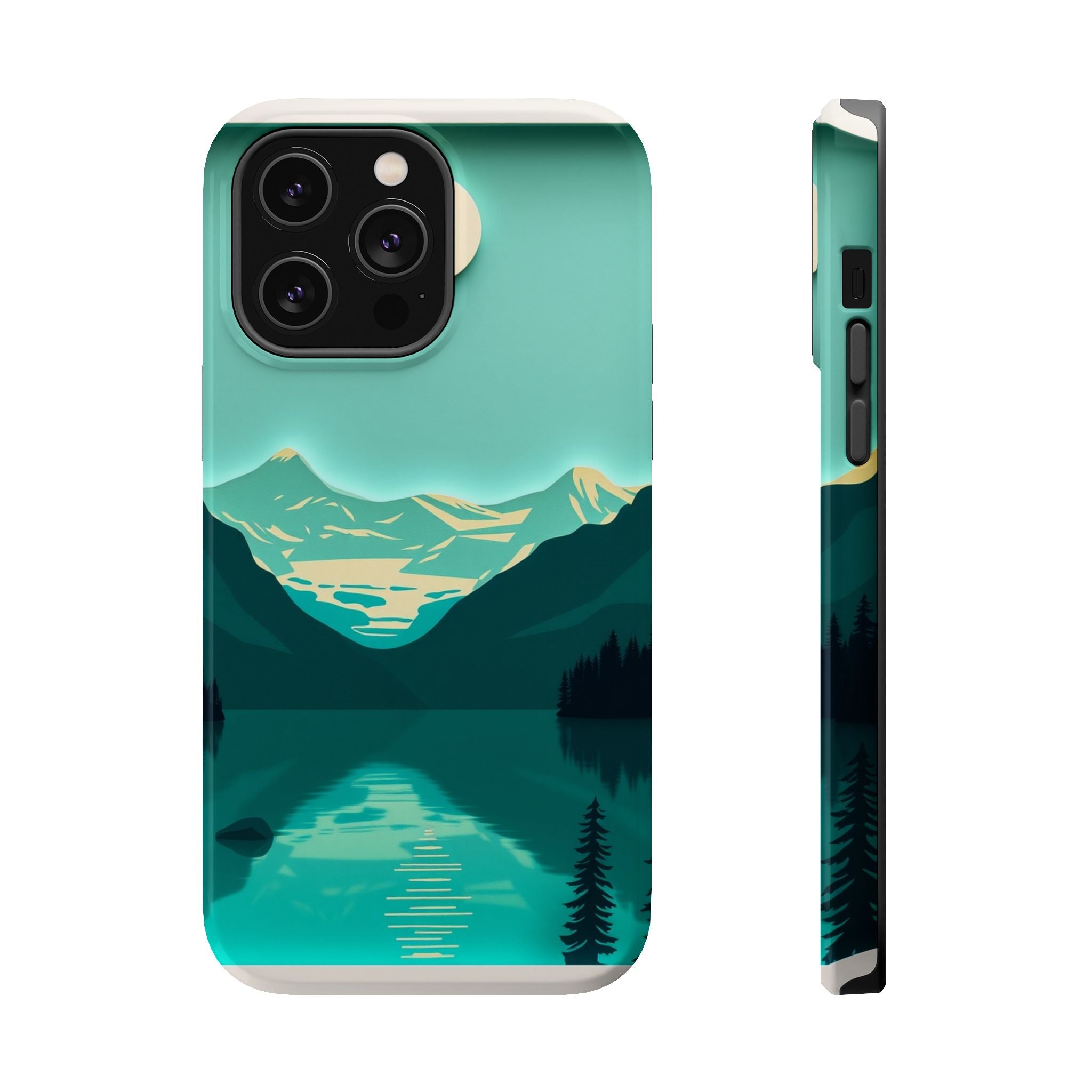 iPhone Glacier Lake Paper Cut Art Bold Modern Everyday Snap Case · iPhone Case