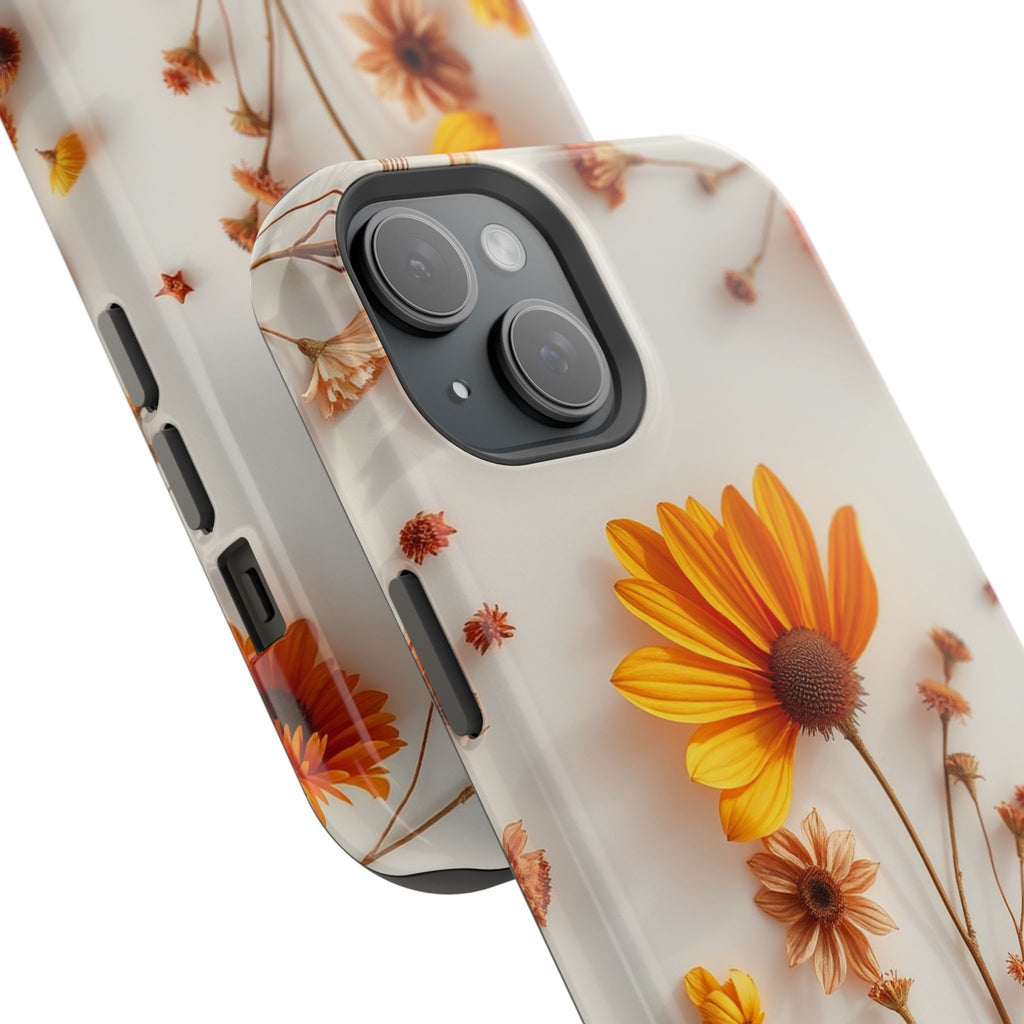 iPhone Mustard And Rust Dried Flower Flat Lay Carry Case Slim Snap Case · iPhone