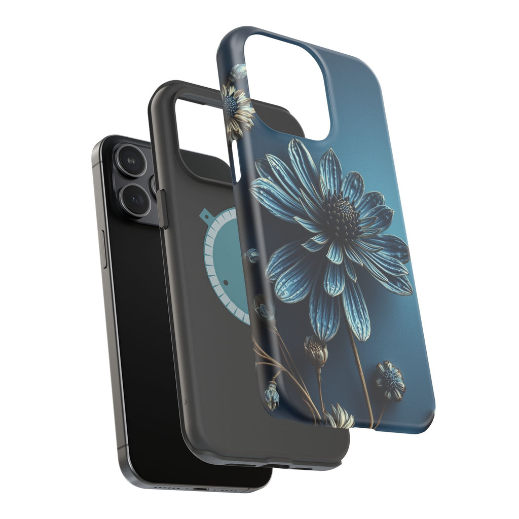 iPhone Midnight Blue And Silver Dried Flower Flat Lay iPhone 15 · iPhone Case