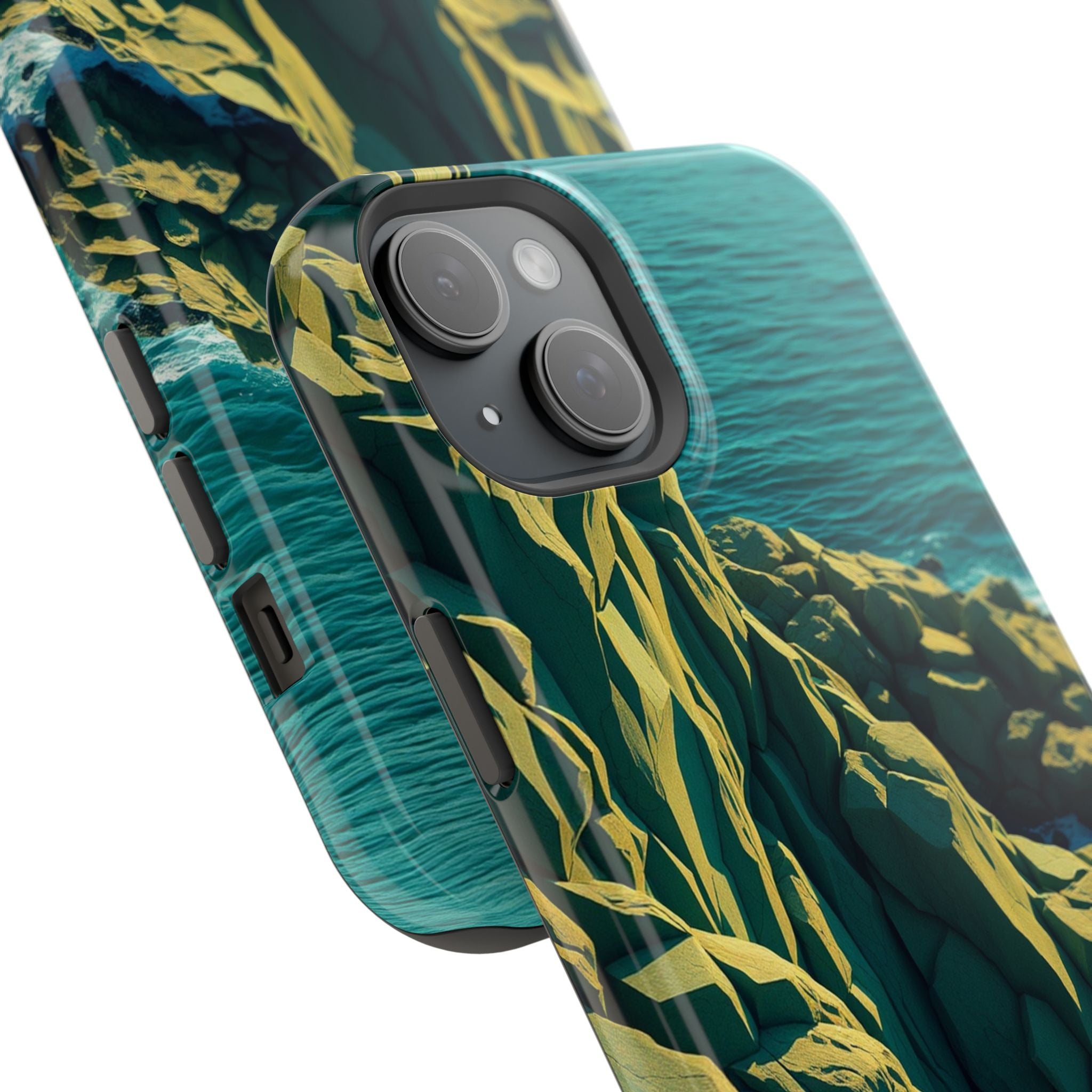 iPhone Emerald Green And Gold Rocky Coastline Slim iPhone Everyday · iPhone Case