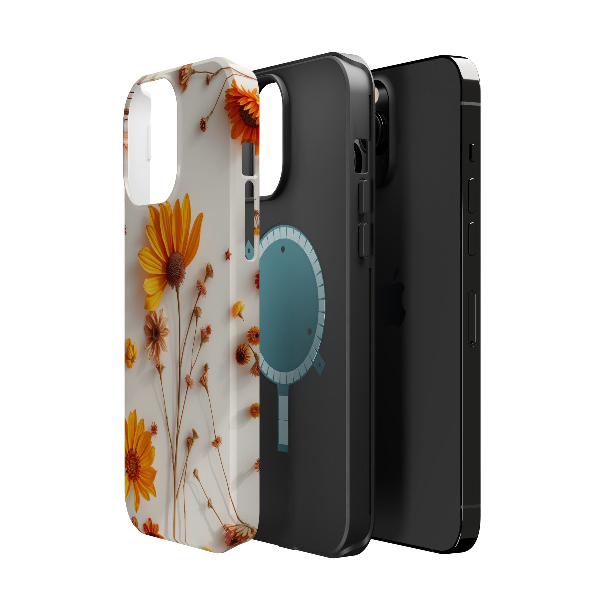 iPhone Mustard And Rust Dried Flower Flat Lay Carry Case Slim Snap Case · iPhone