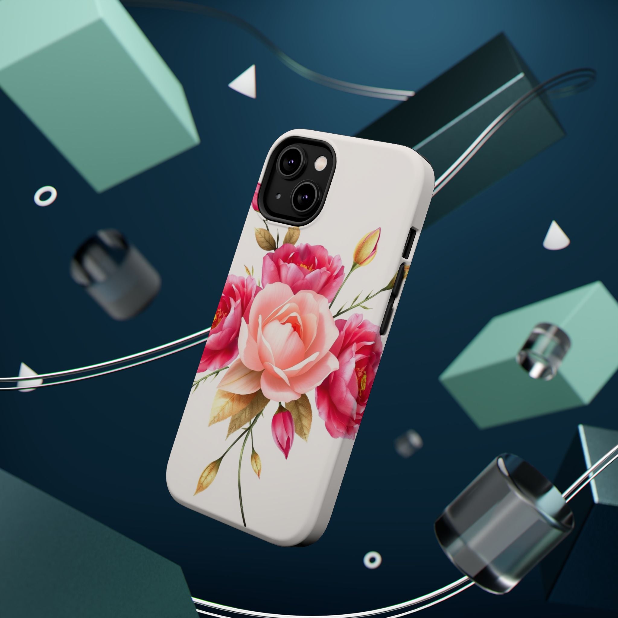 iPhone Rose Pink And Cream Neon Floral Slim Everyday Designer Case · iPhone Case