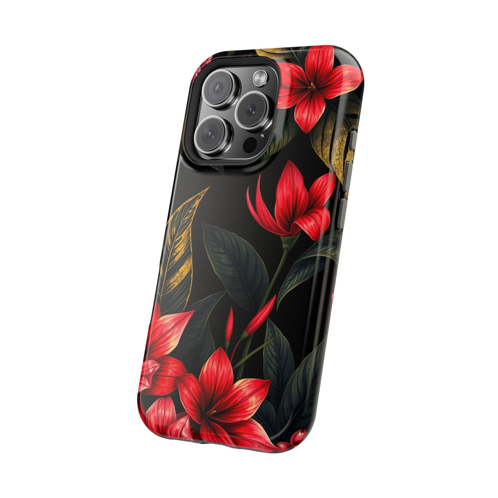 iPhone Black And Crimson Jungle Floral Slim Everyday Designer Case · iPhone Case