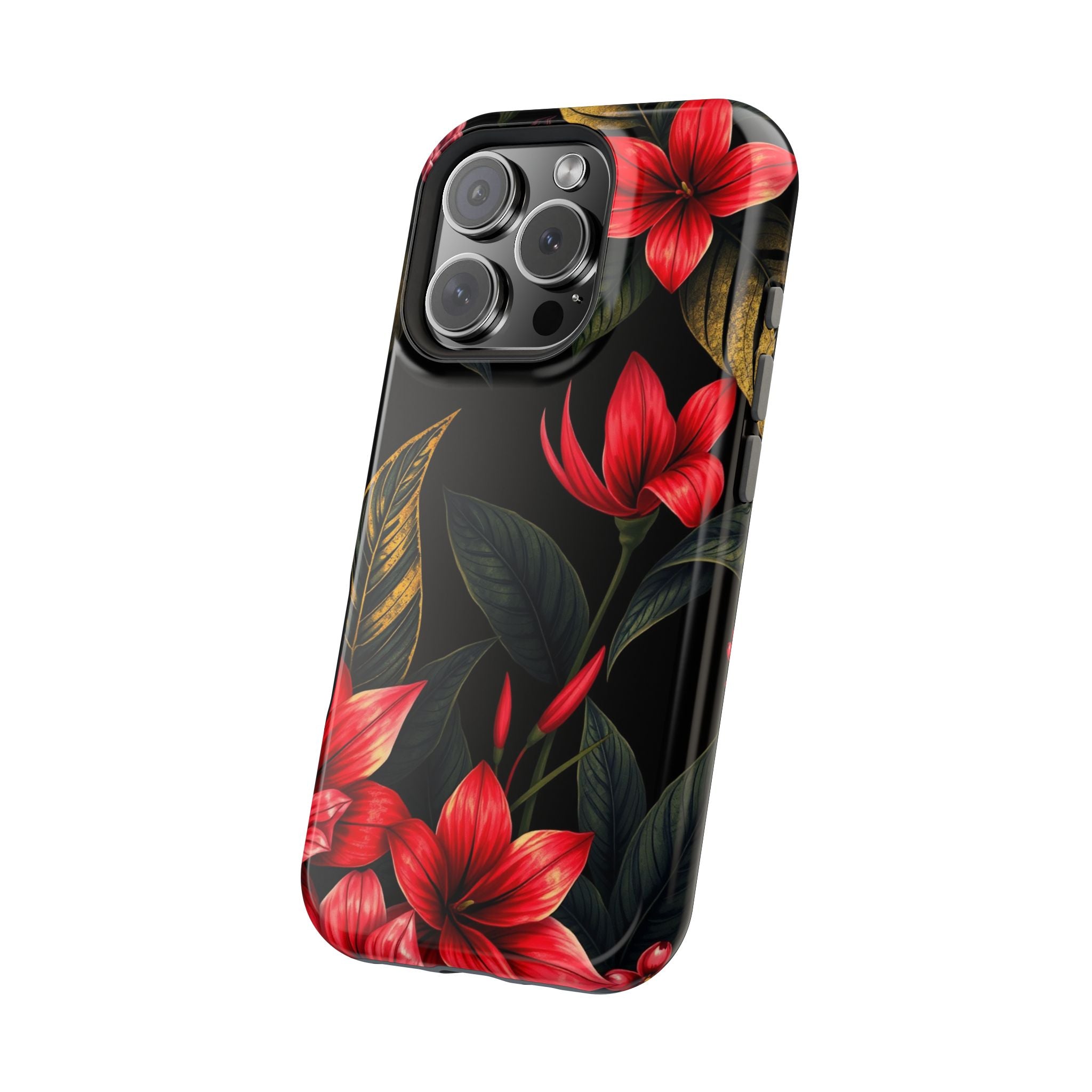 iPhone Black And Crimson Jungle Floral Slim Everyday Designer Case · iPhone Case