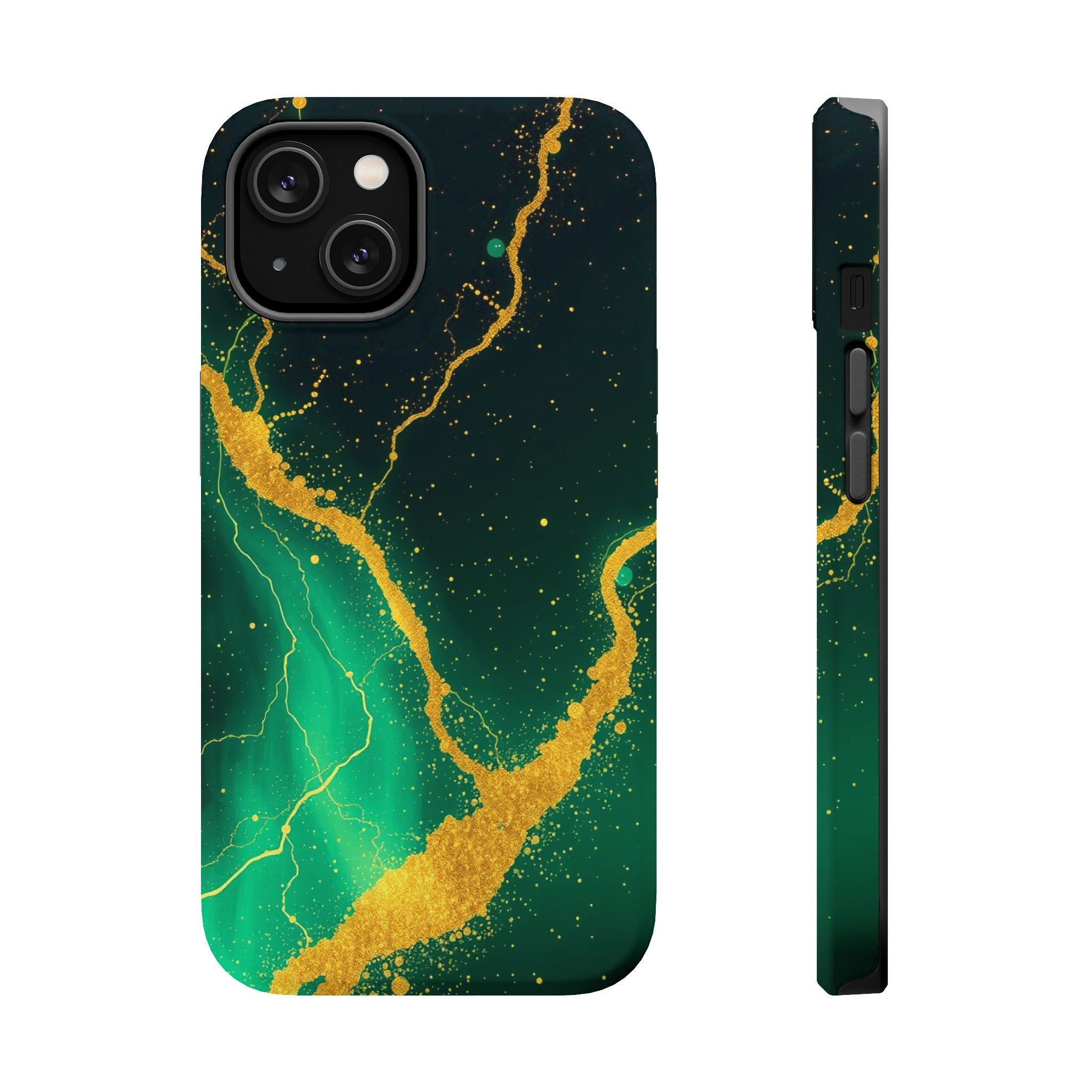 iPhone Emerald Green And Gold Petal Storm Slim iPhone Everyday Designer · iPhone